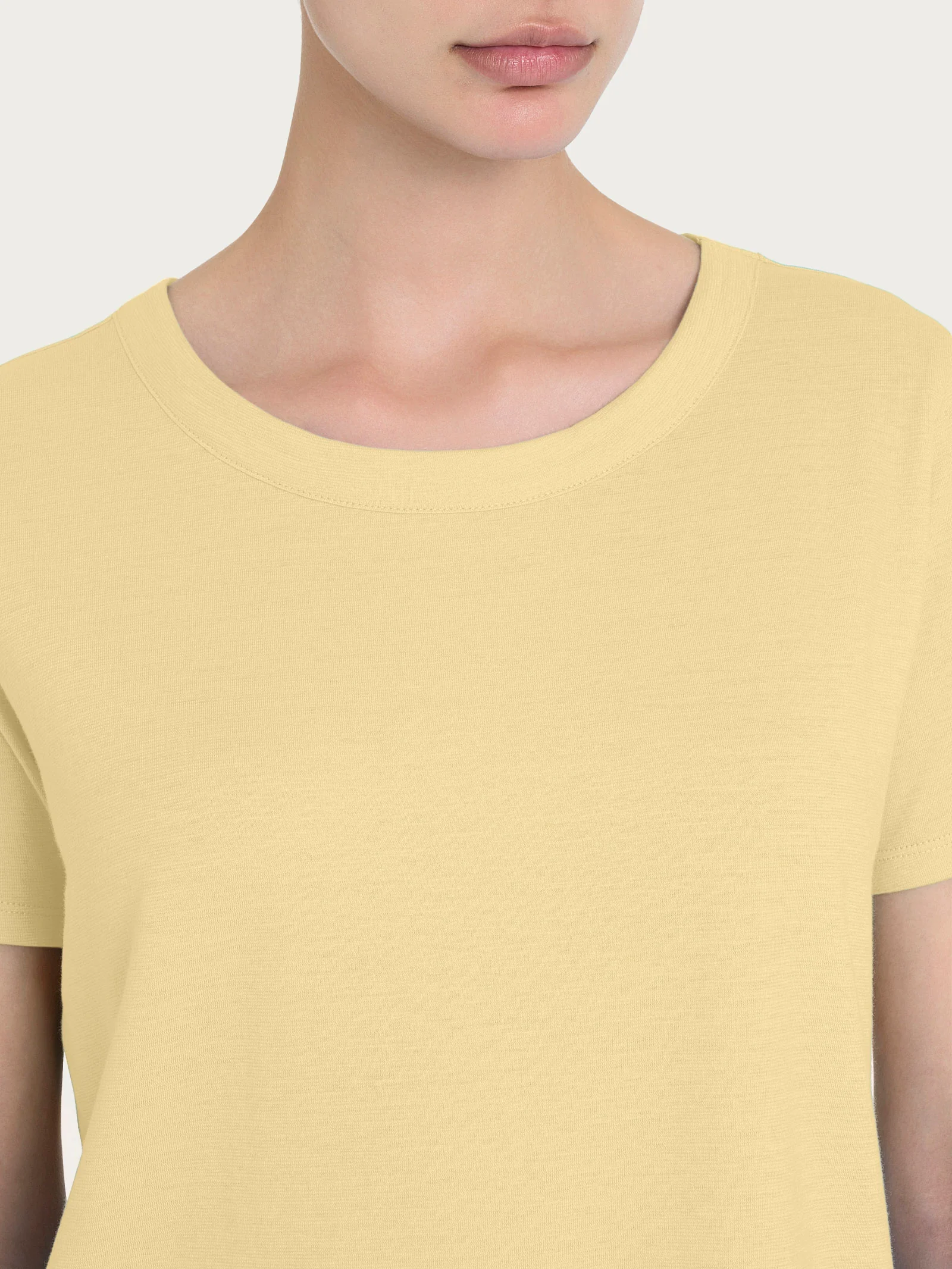 Maglietta girocollo in slub jersey di cotone - Pale Banana - Image 3