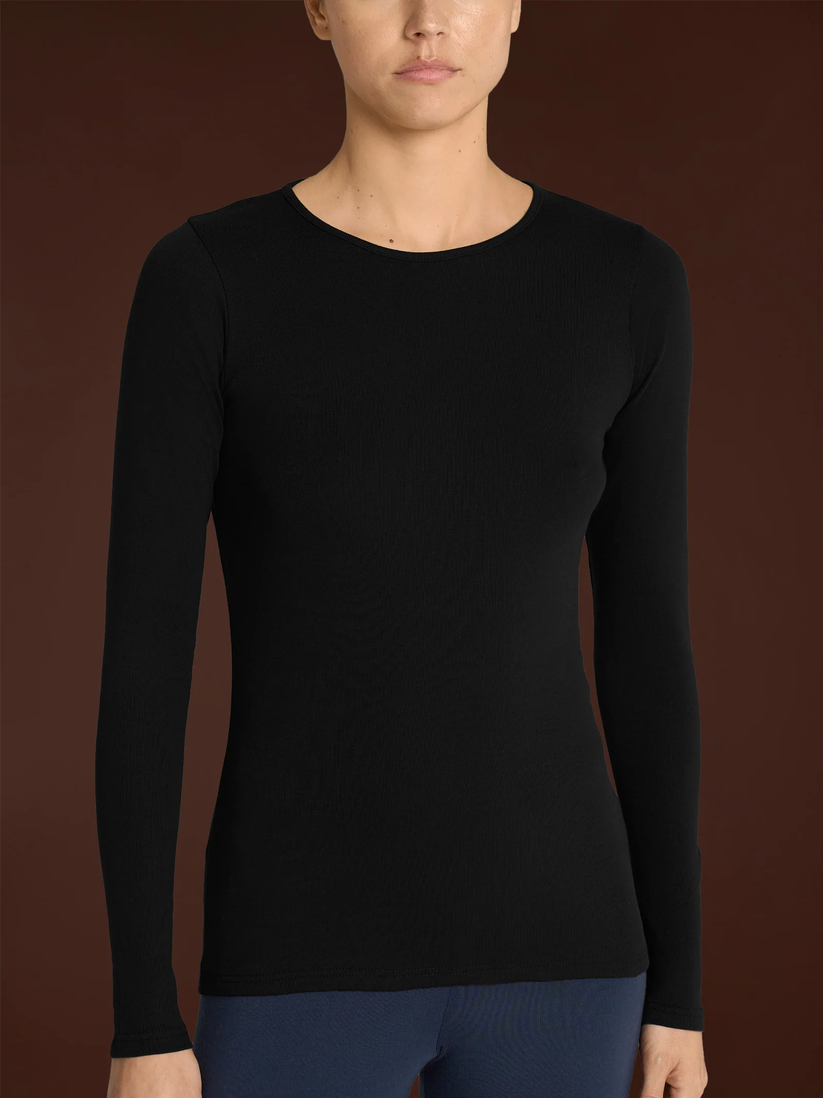 Maglietta girocollo in Thermo Cotton - Nero