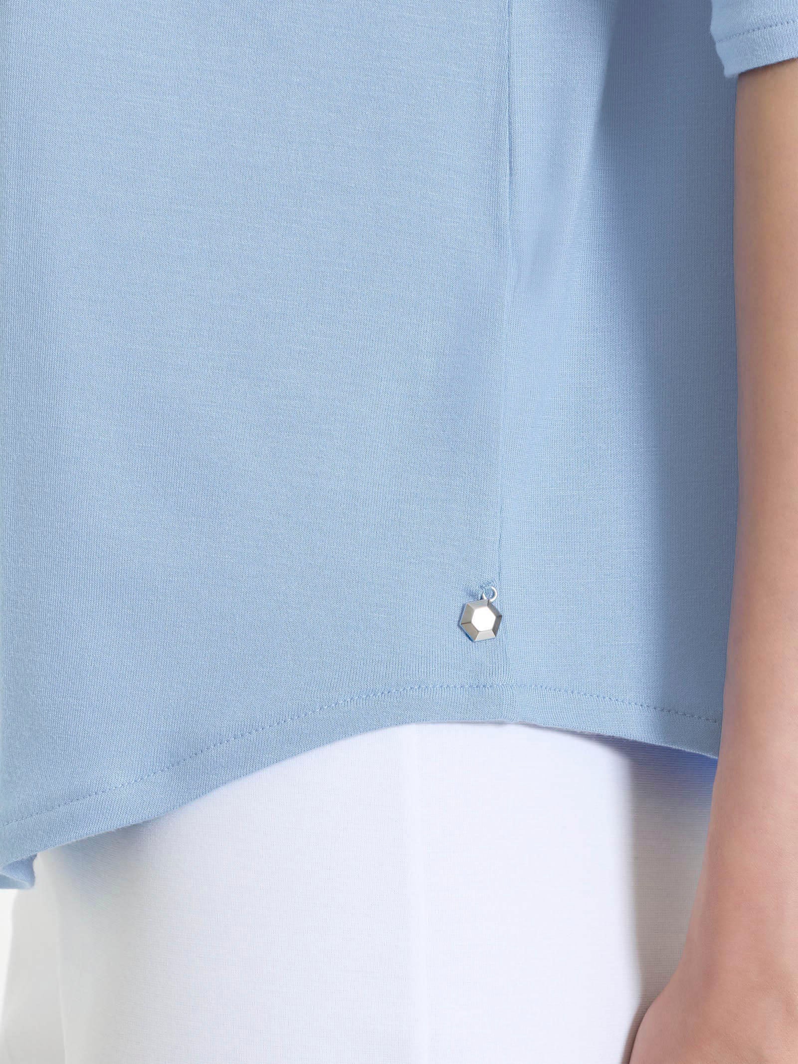 Maglietta girocollo in Viscosa Summer - Dusty Blue - Image 3