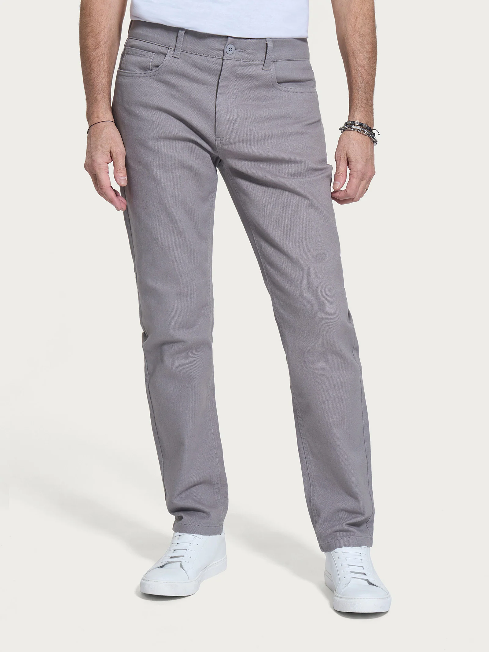 Pantalone 5 tasche in Raw Twill di cotone elasticizzato - Pietra