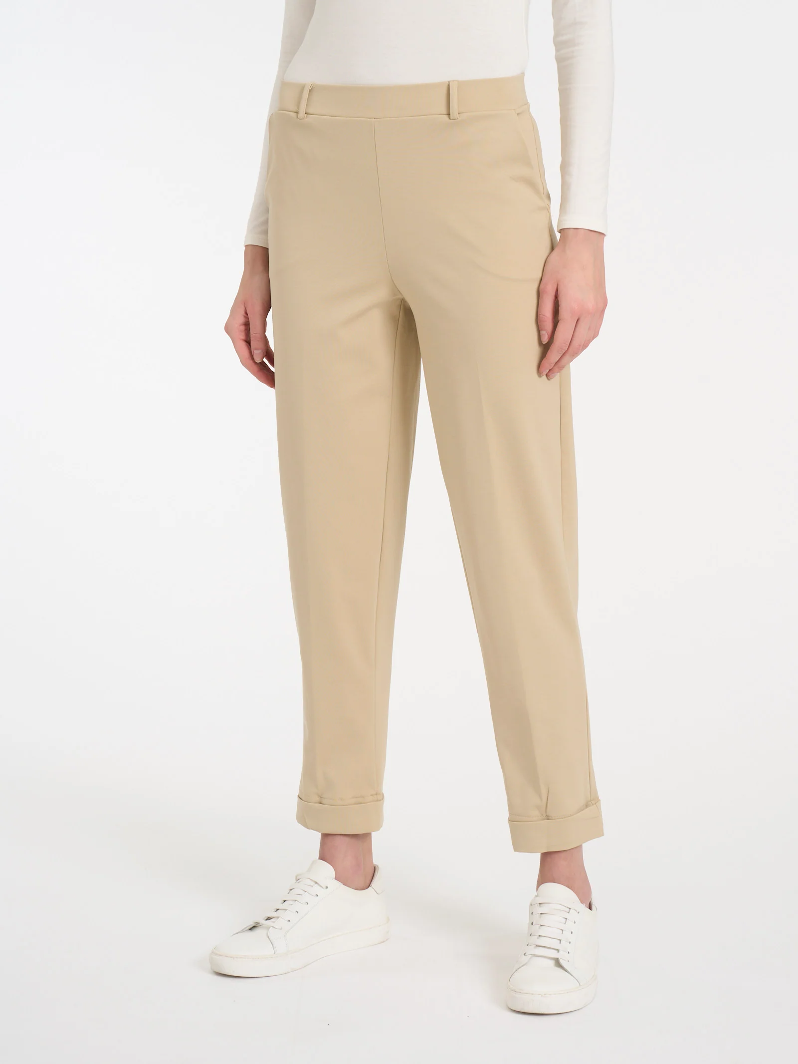 Pantalone a carota con tasche in Compact Light - Irish Cream