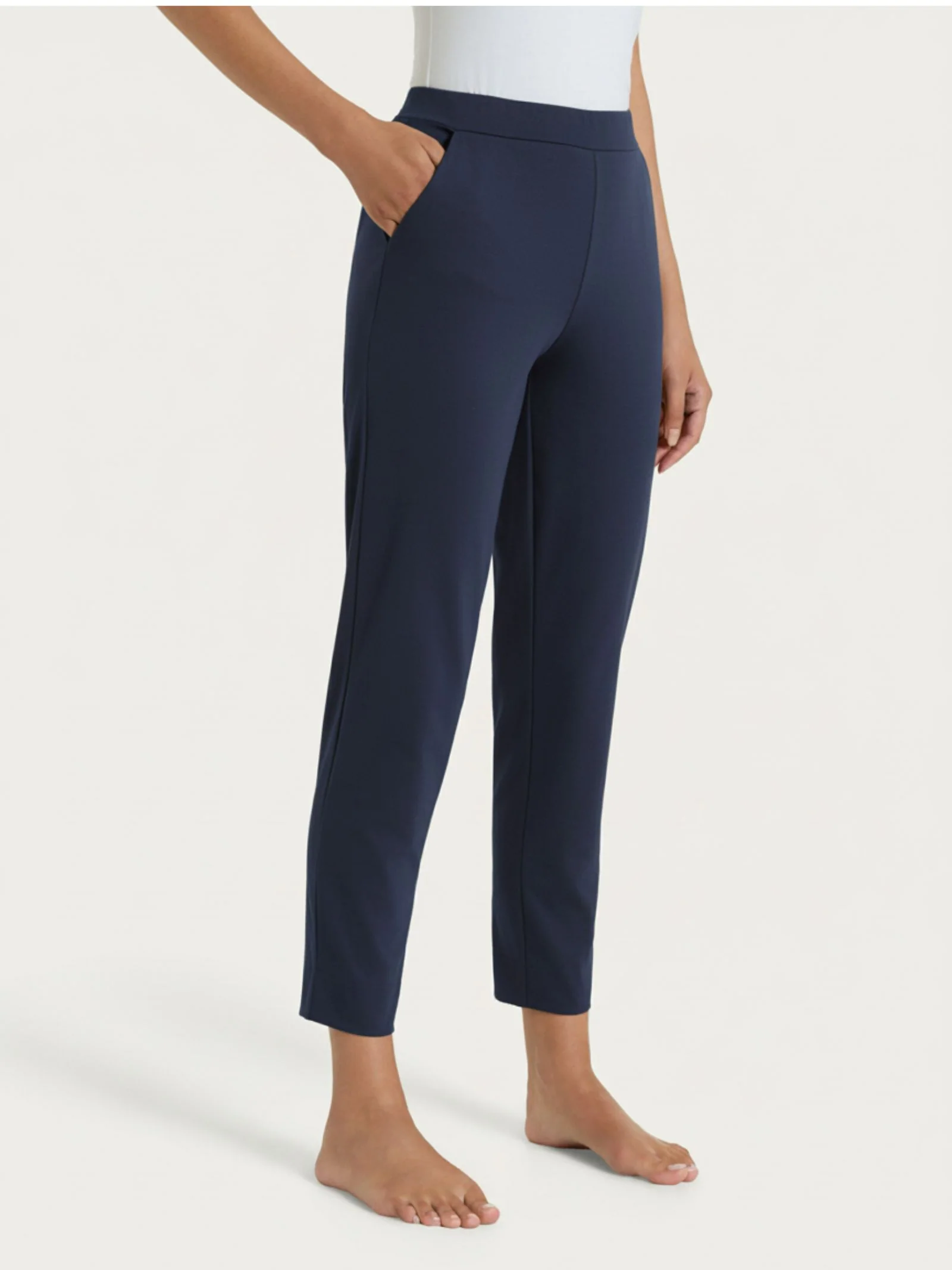 Pantalone a carota con tasche in Jersey di Cotone - Bleu