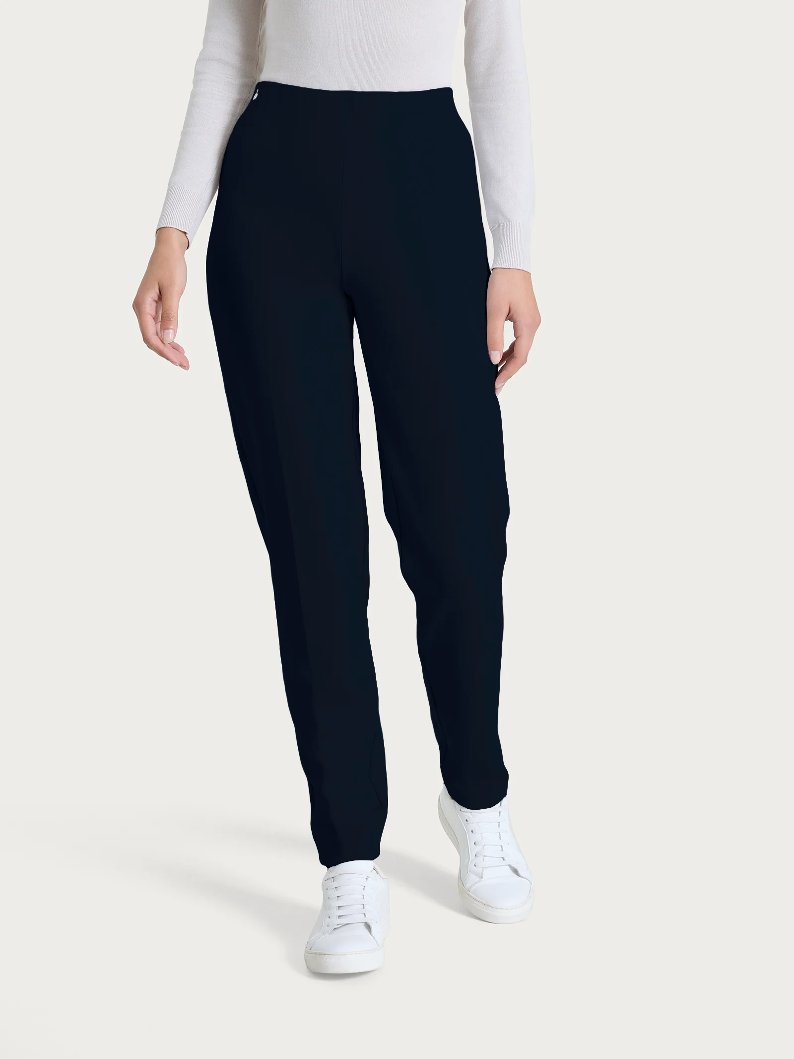 Pantalone a sigaretta con risvolto in Cashmere Compact - Bleu