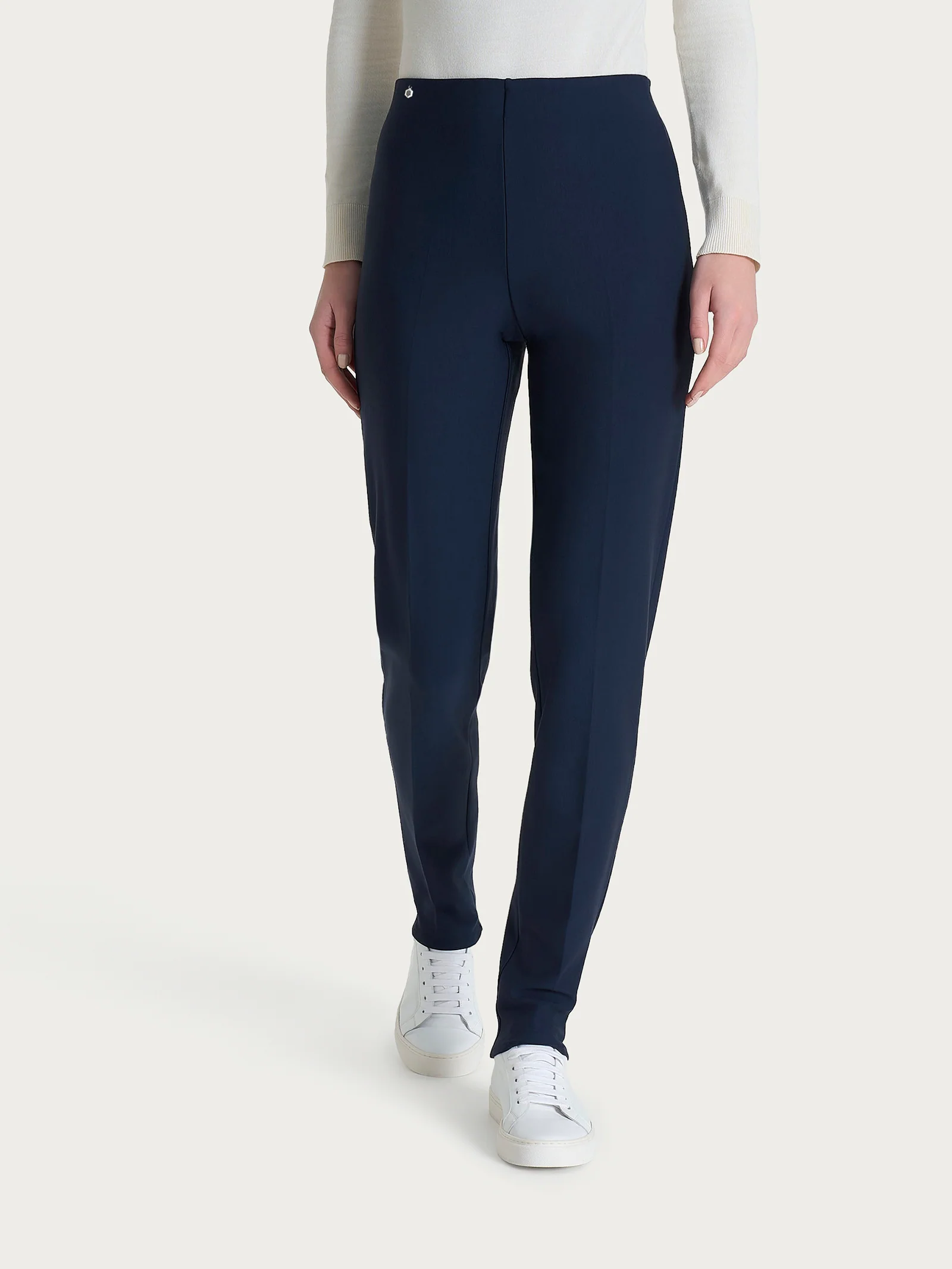 Pantalone a sigaretta con risvolto in Compact - Persia