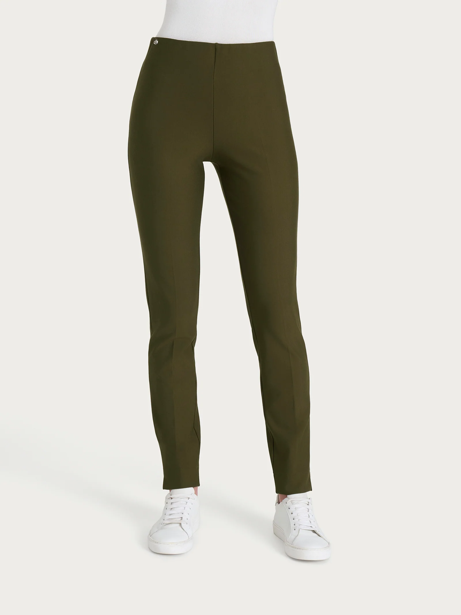 Pantalone a sigaretta con spacchetti in Compact - Dark Olive