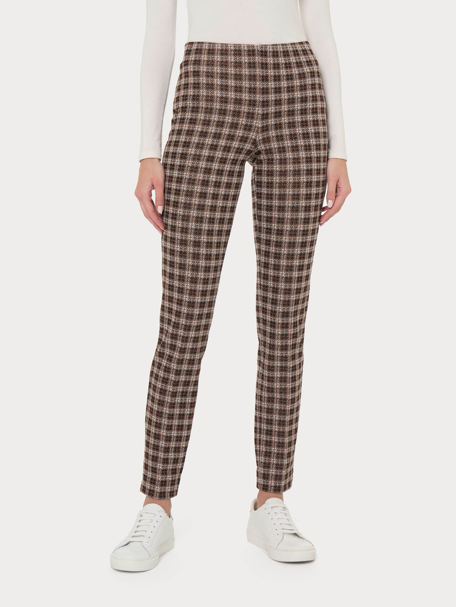 Pantalone a sigaretta con spacchetti in tessuto Eco Jacquard - Fant.Nero