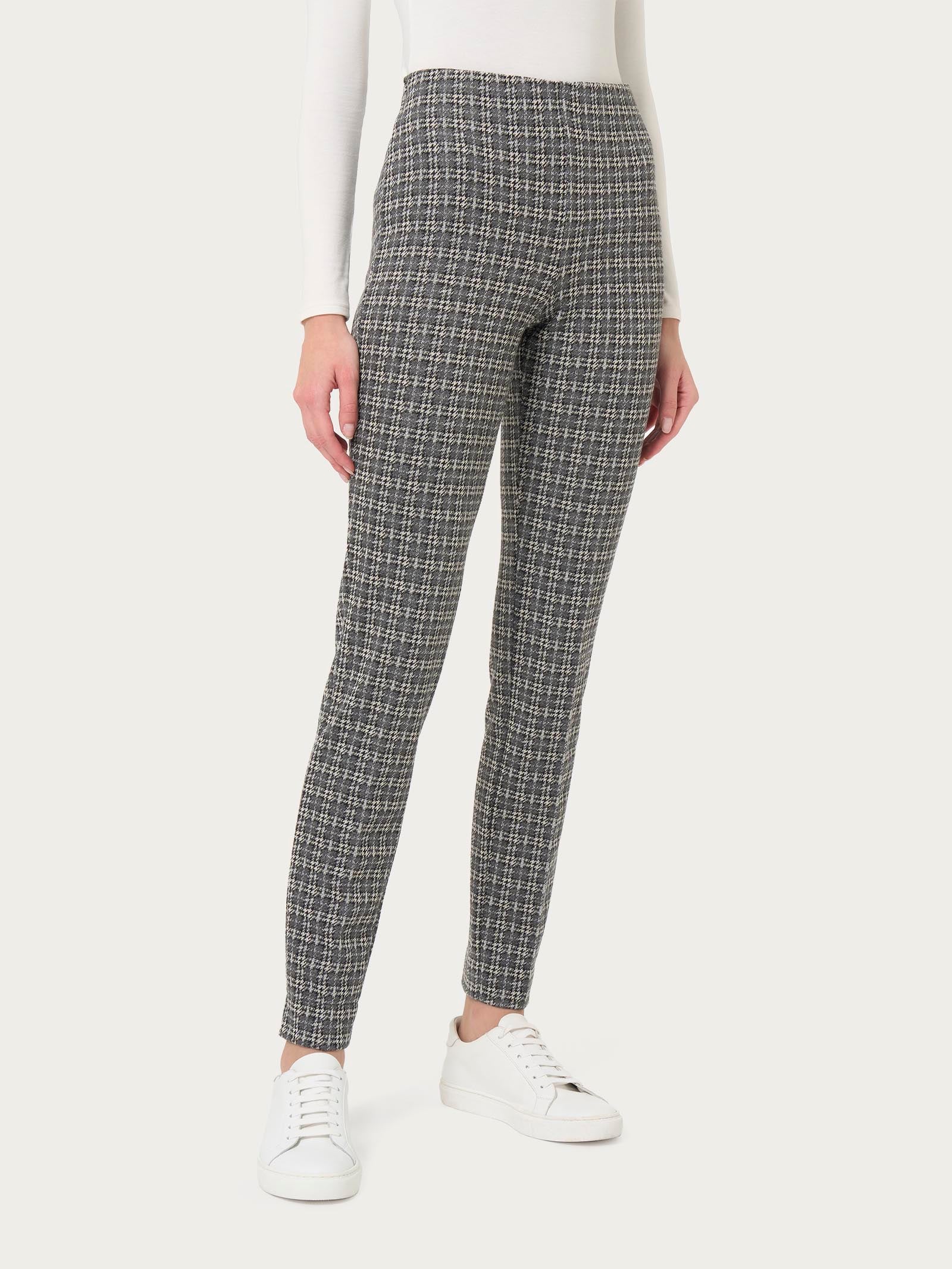 Pantalone a sigaretta con spacchetti in tessuto Eco Jacquard - Fant.Vapore