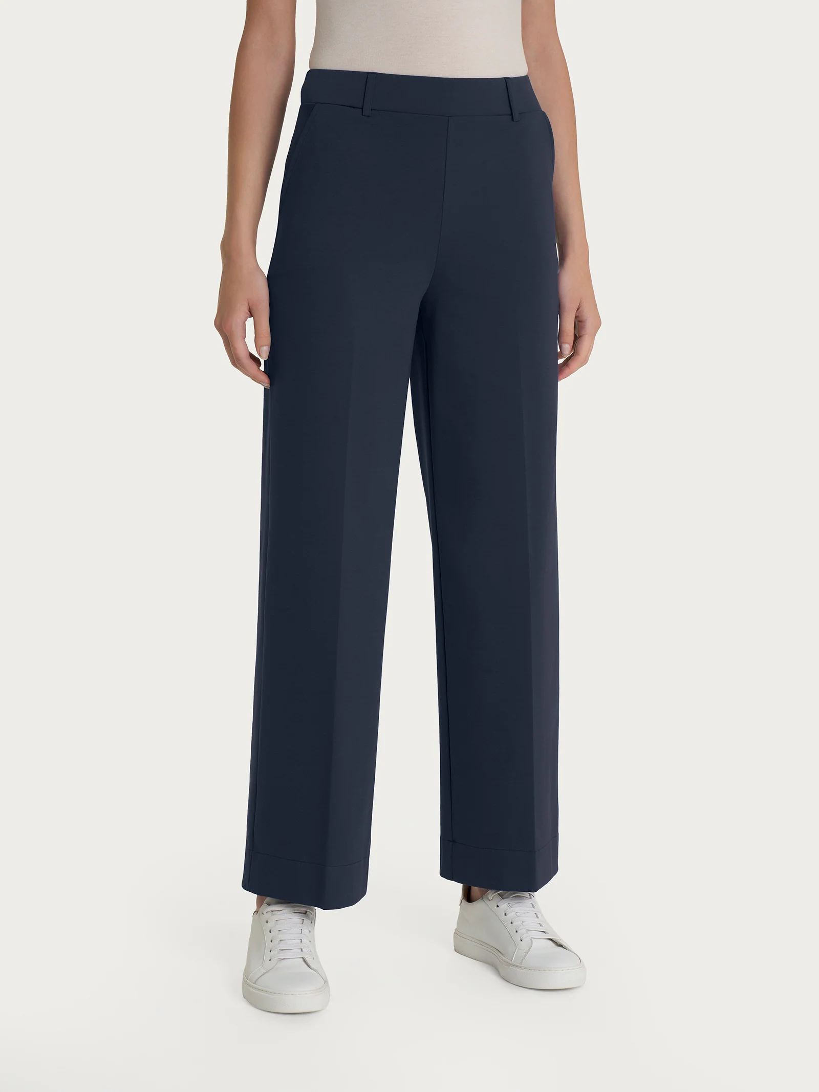 Pantalone ampio alla caviglia con tasche in Compact Light - Bleu