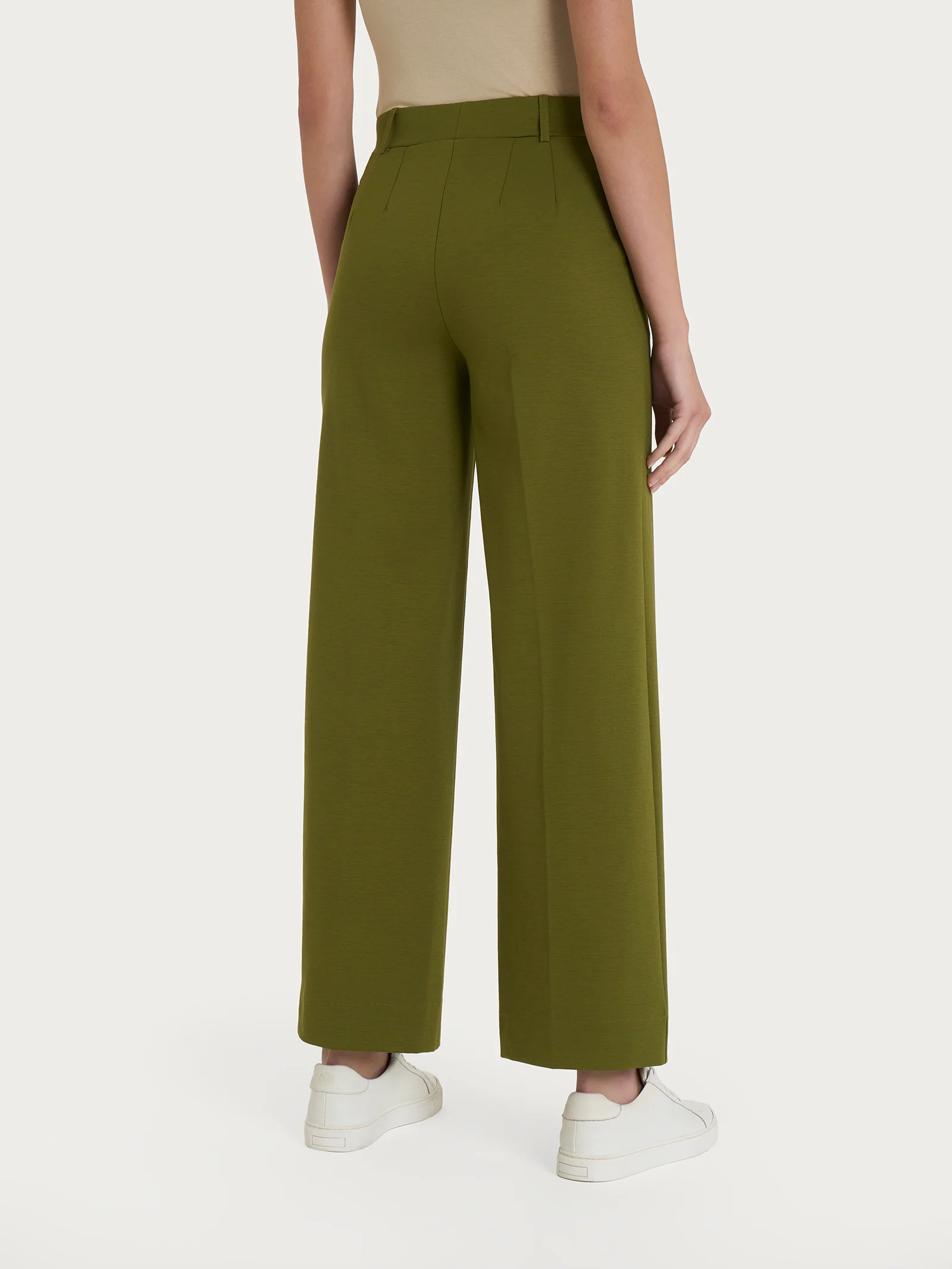 Pantalone ampio alla caviglia con tasche in Compact Light - Sphagnum - Image 2