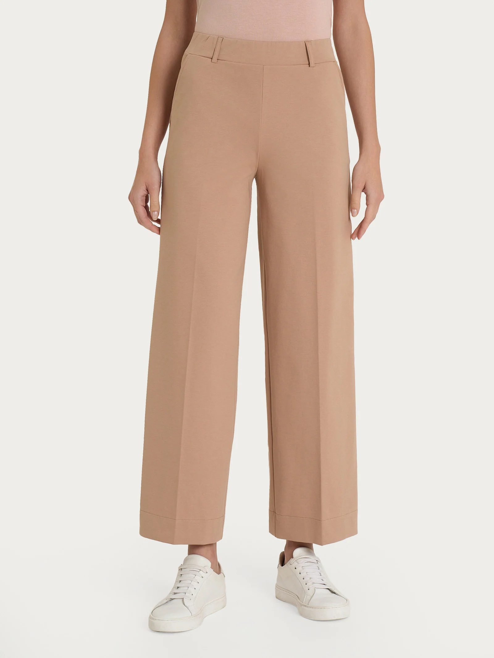 Pantalone ampio alla caviglia con tasche in Compact Light - Warm Taupe