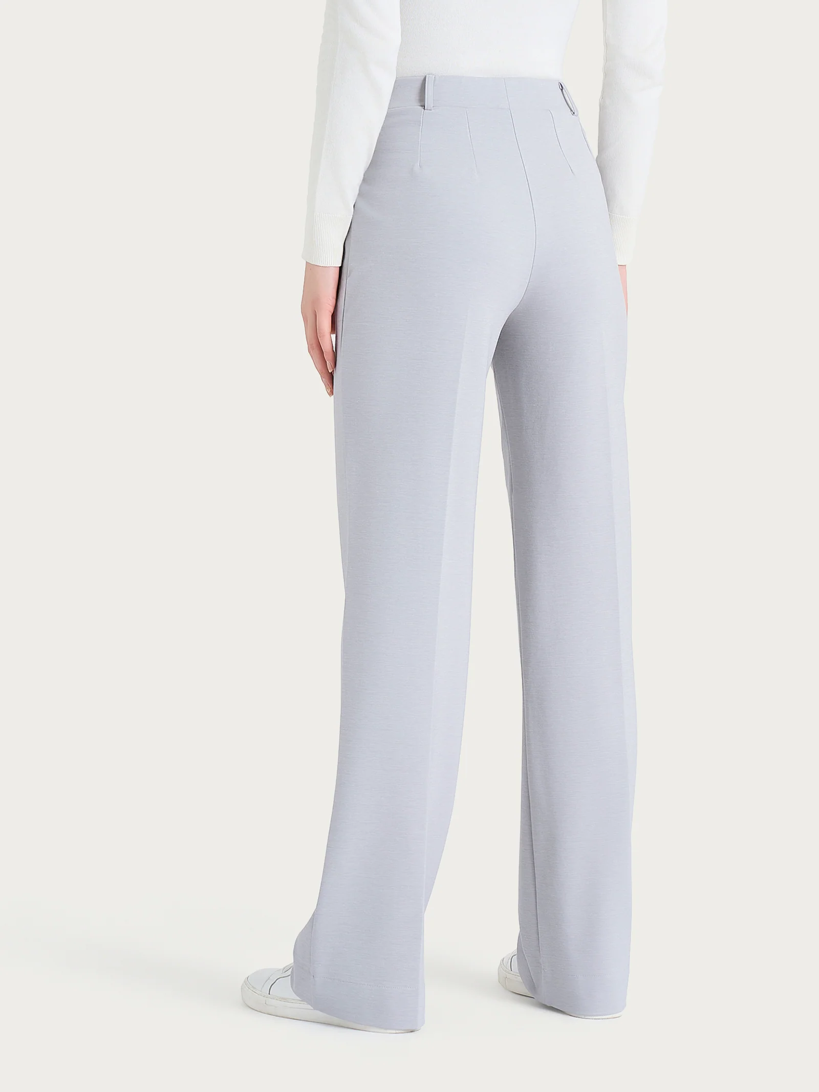 Pantalone ampio con tasche in Cashmere Compact - Ghiaia Mel. - Image 2