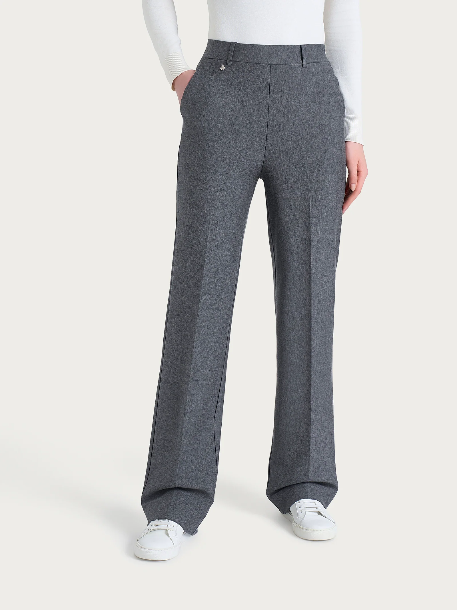 Pantalone ampio con tasche in Compact - Ardesia Mel.