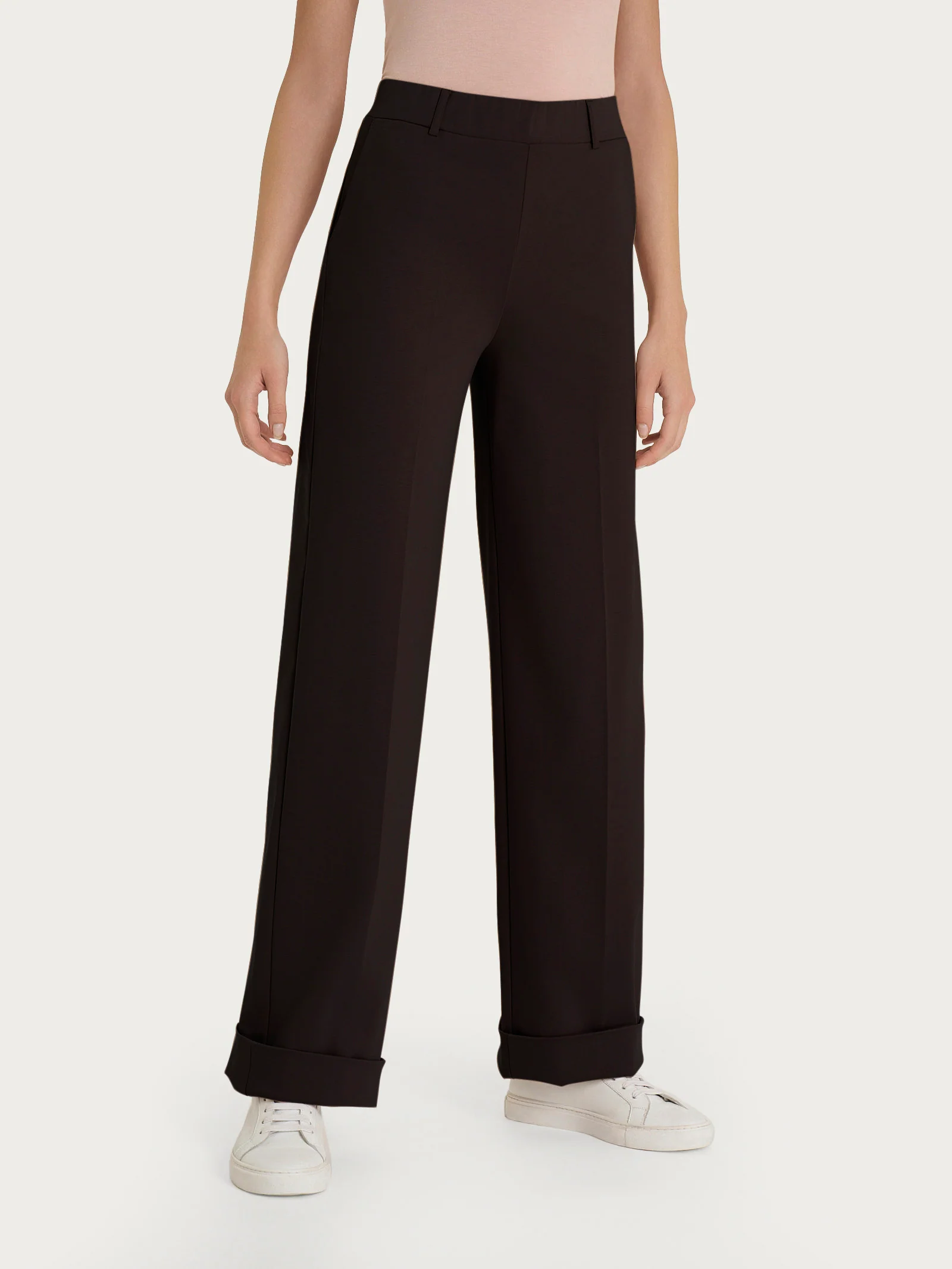 Pantalone ampio con tasche in Compact Light - Chocolate Torte