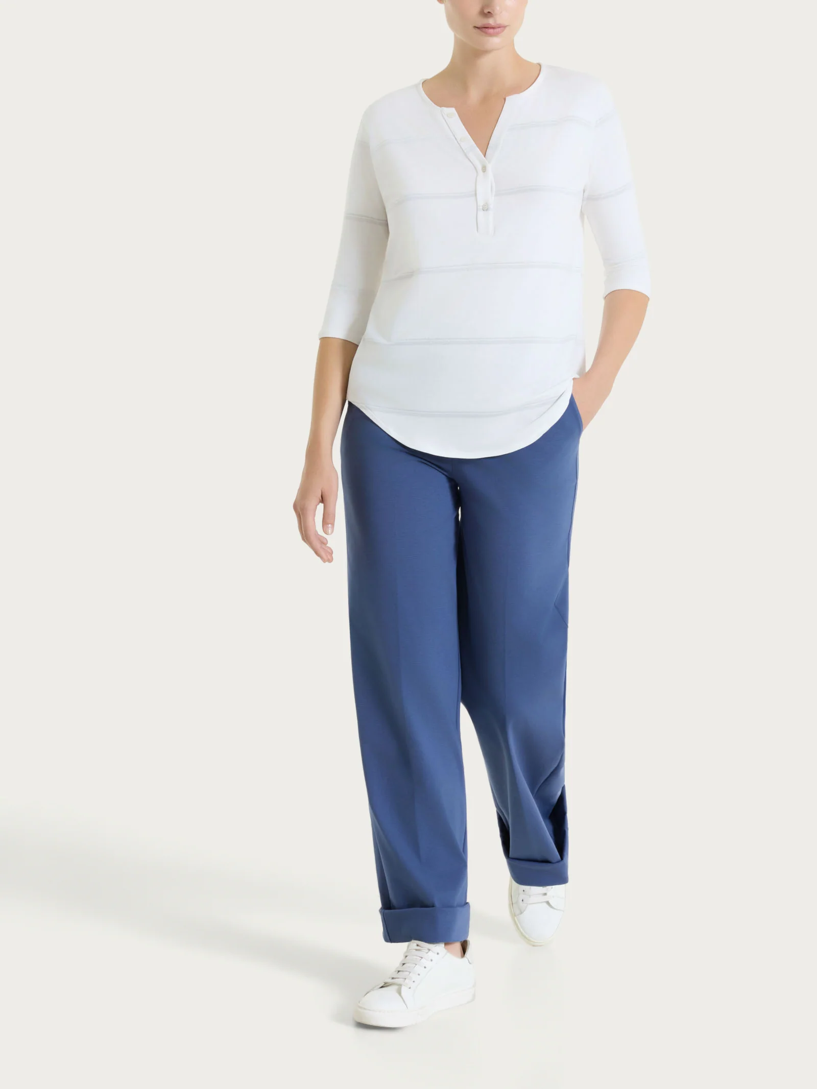 Pantalone ampio con tasche in Compact Light - Oceana - Image 10