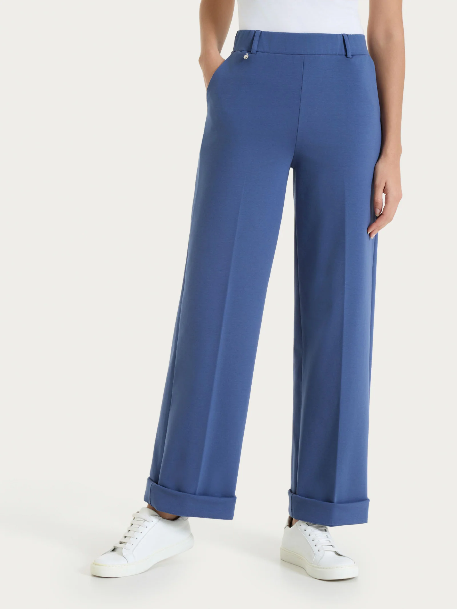 Pantalone ampio con tasche in Compact Light - Oceana - Image 2