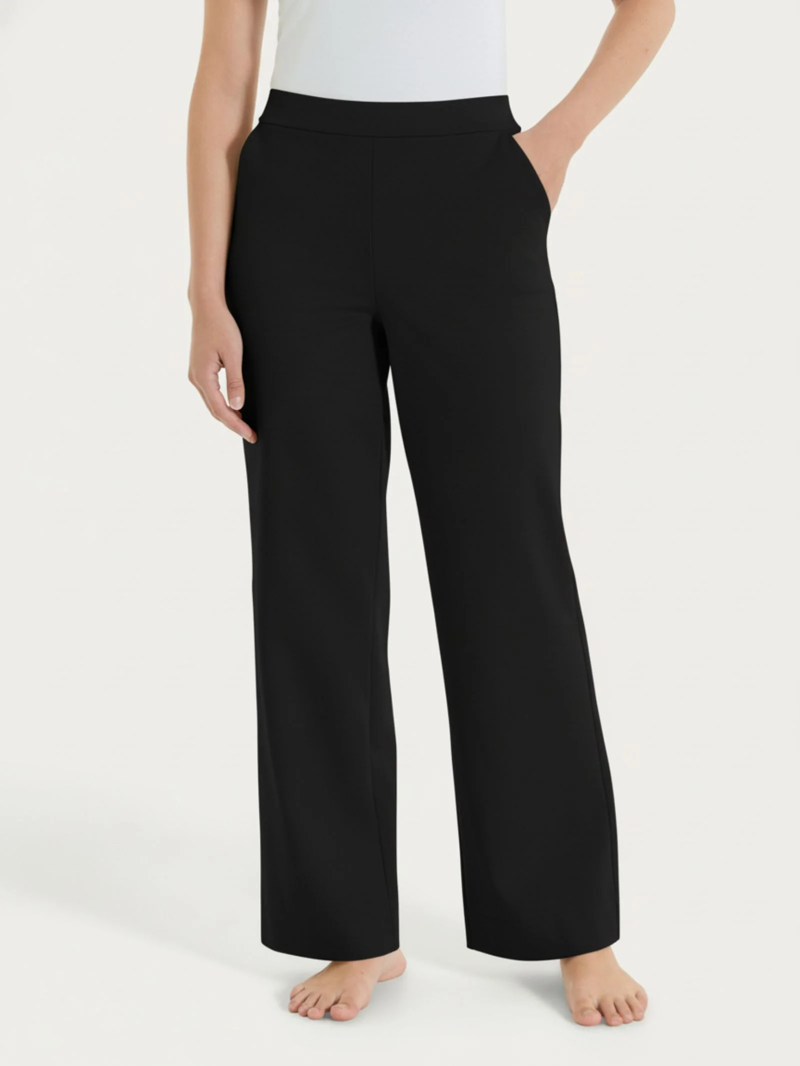 Pantalone ampio con tasche in Jersey di Cotone - Nero