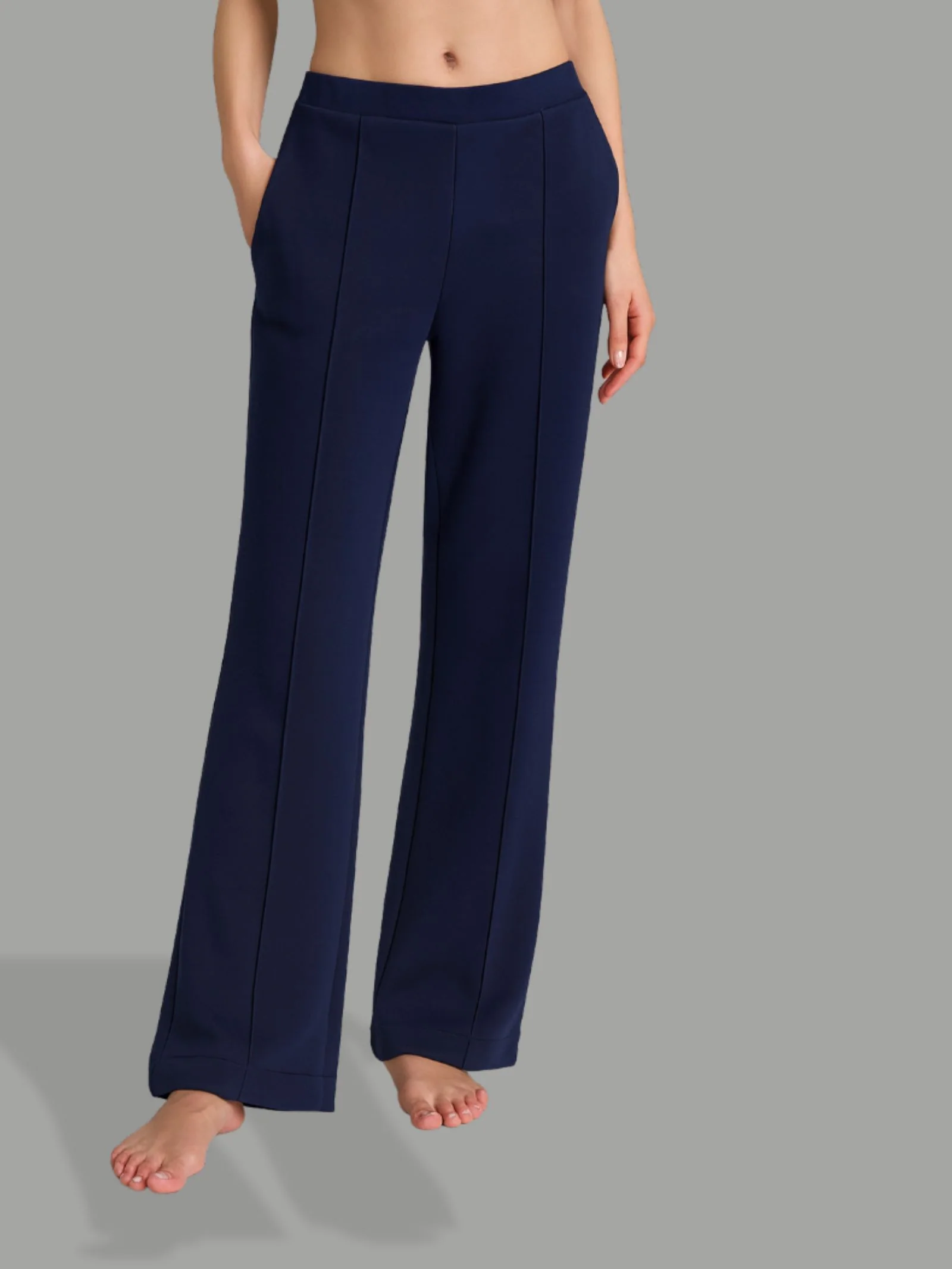 Pantalone ampio con tasche in Scuba - Bleu