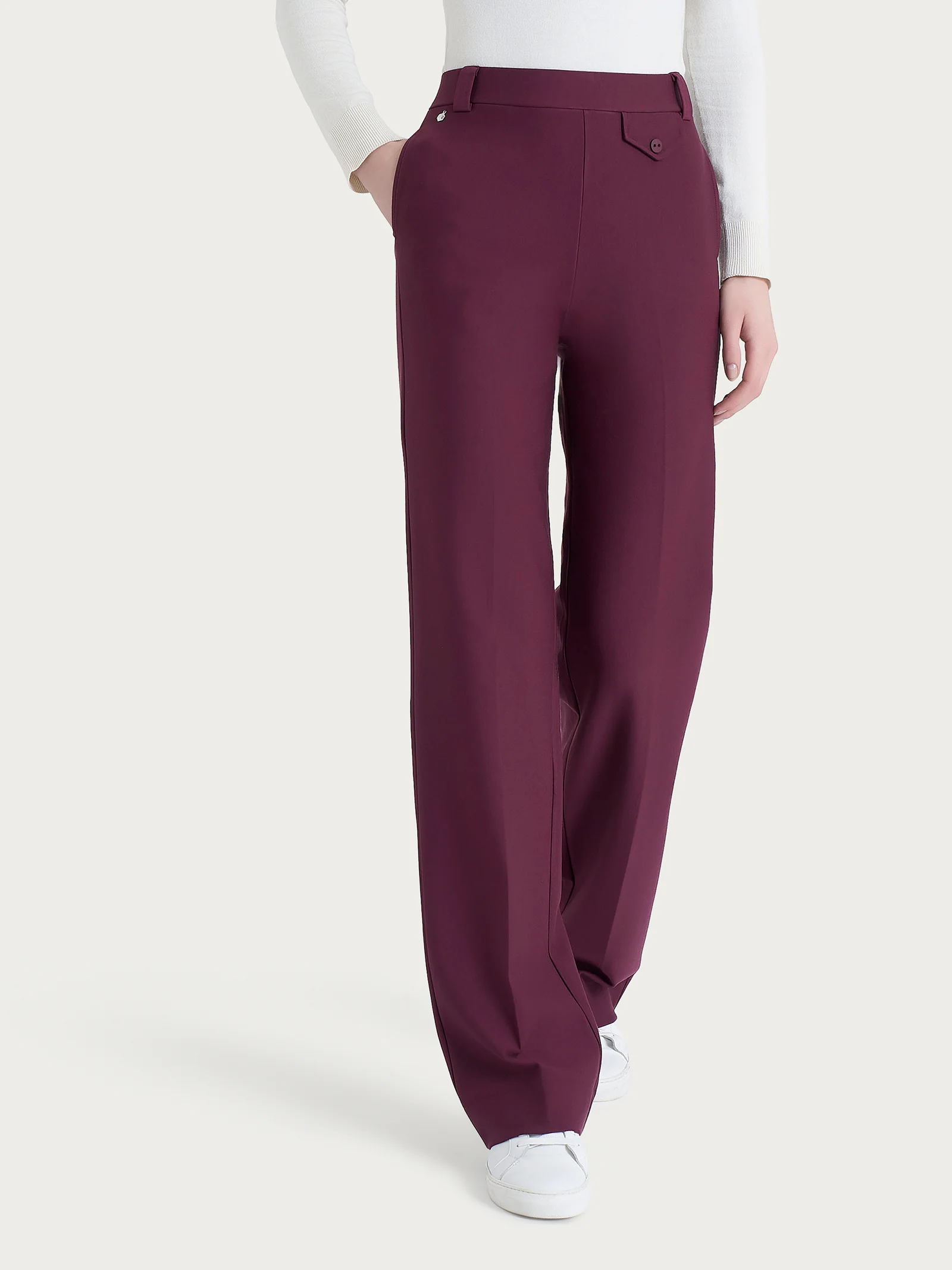 Pantalone ampio con taschino in Compact - Fig