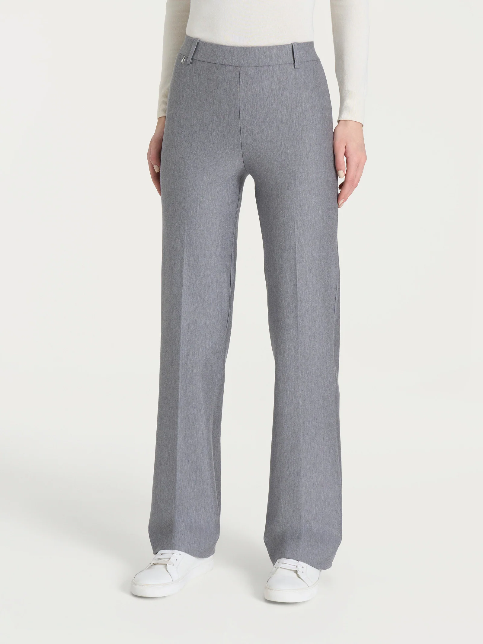 Pantalone ampio in Compact - Grigio Mel.