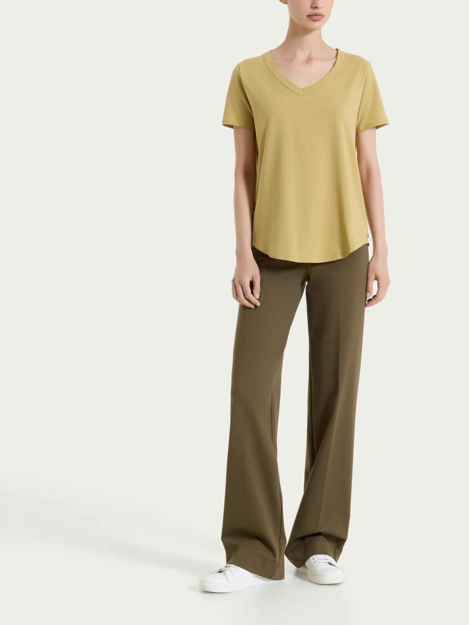 Pantalone ampio in Compact Light - Dark Olive - Image 5