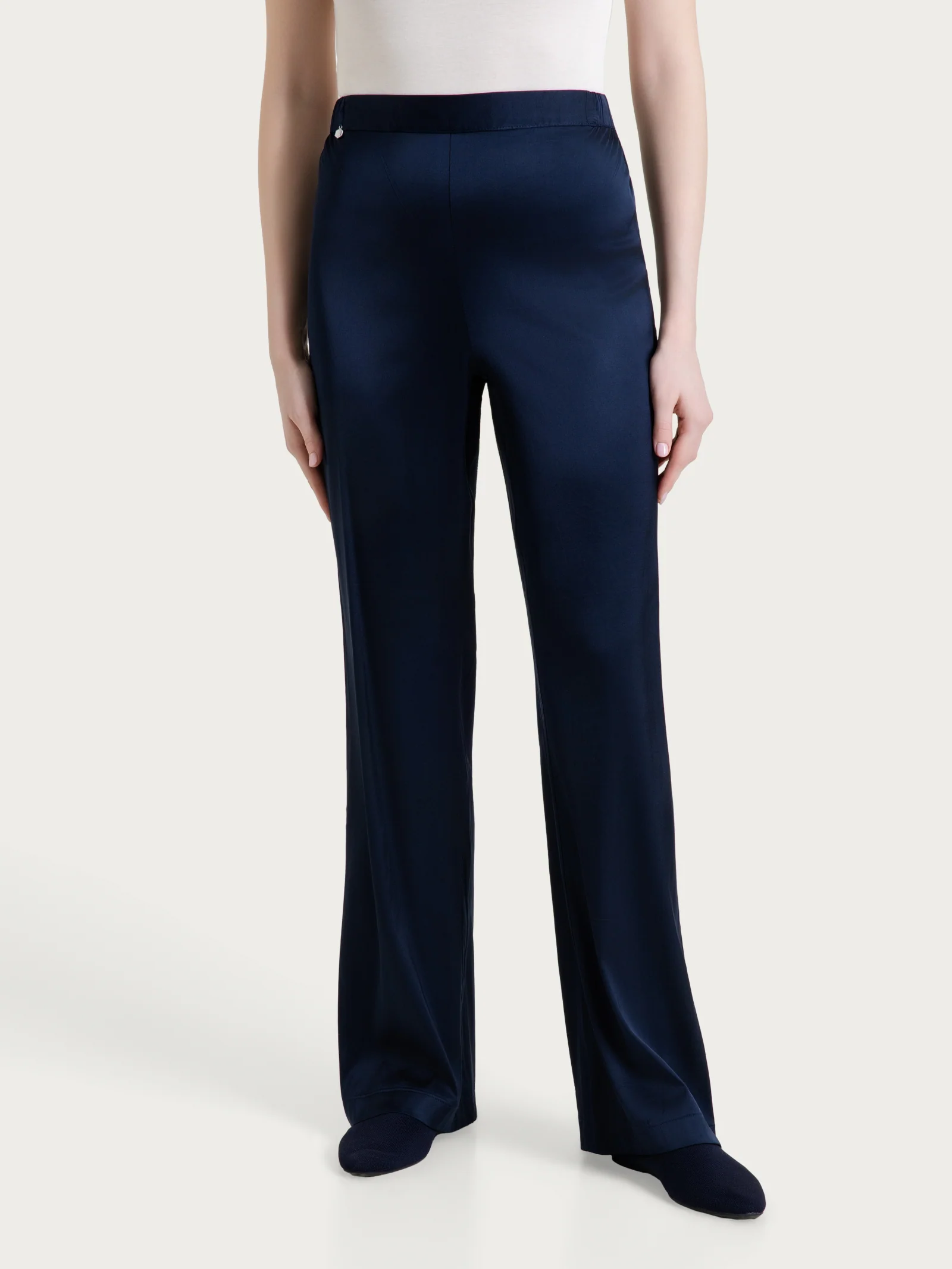 Pantalone ampio in Stretch Satin - Bleu