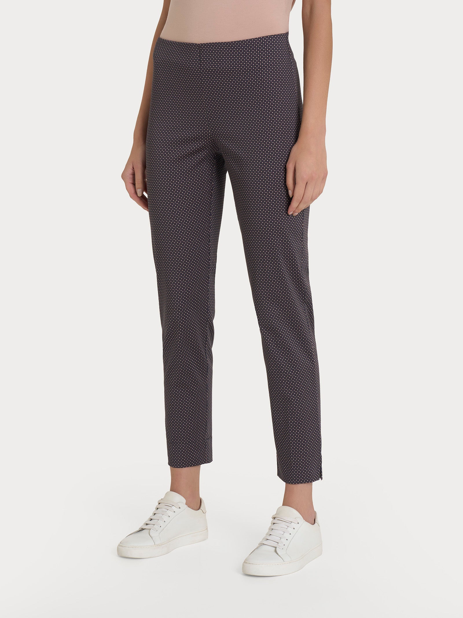 Pantalone capri con spacchetti e micro pattern in Satin Power - Fant. Warm Taupe