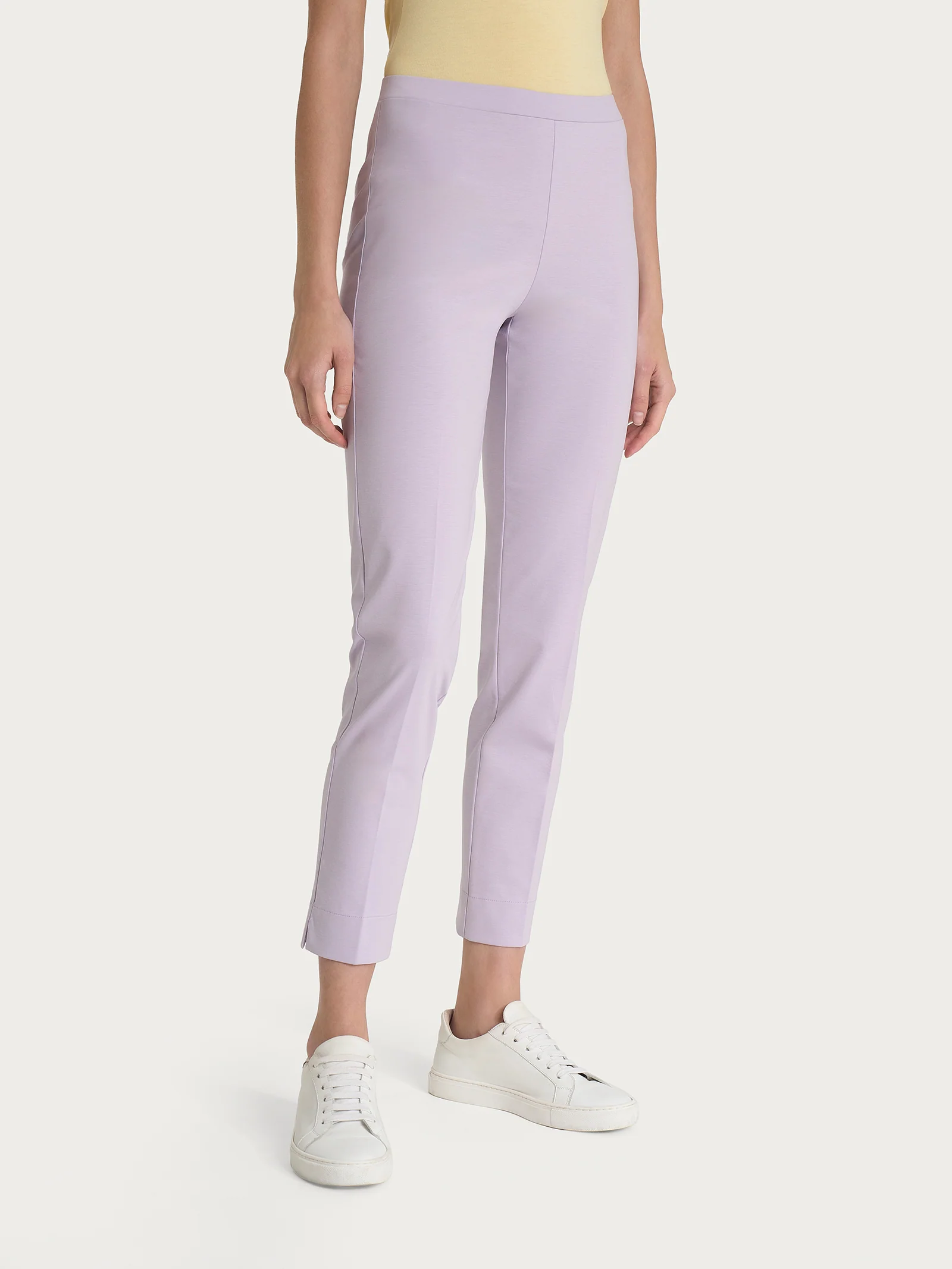 Pantalone capri con spacchetti in Compact Light - Thistle