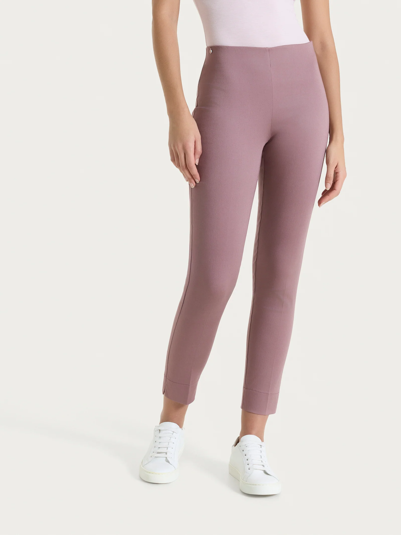 Pantalone capri con spacchetti in Satin Power - Twilight Mauve