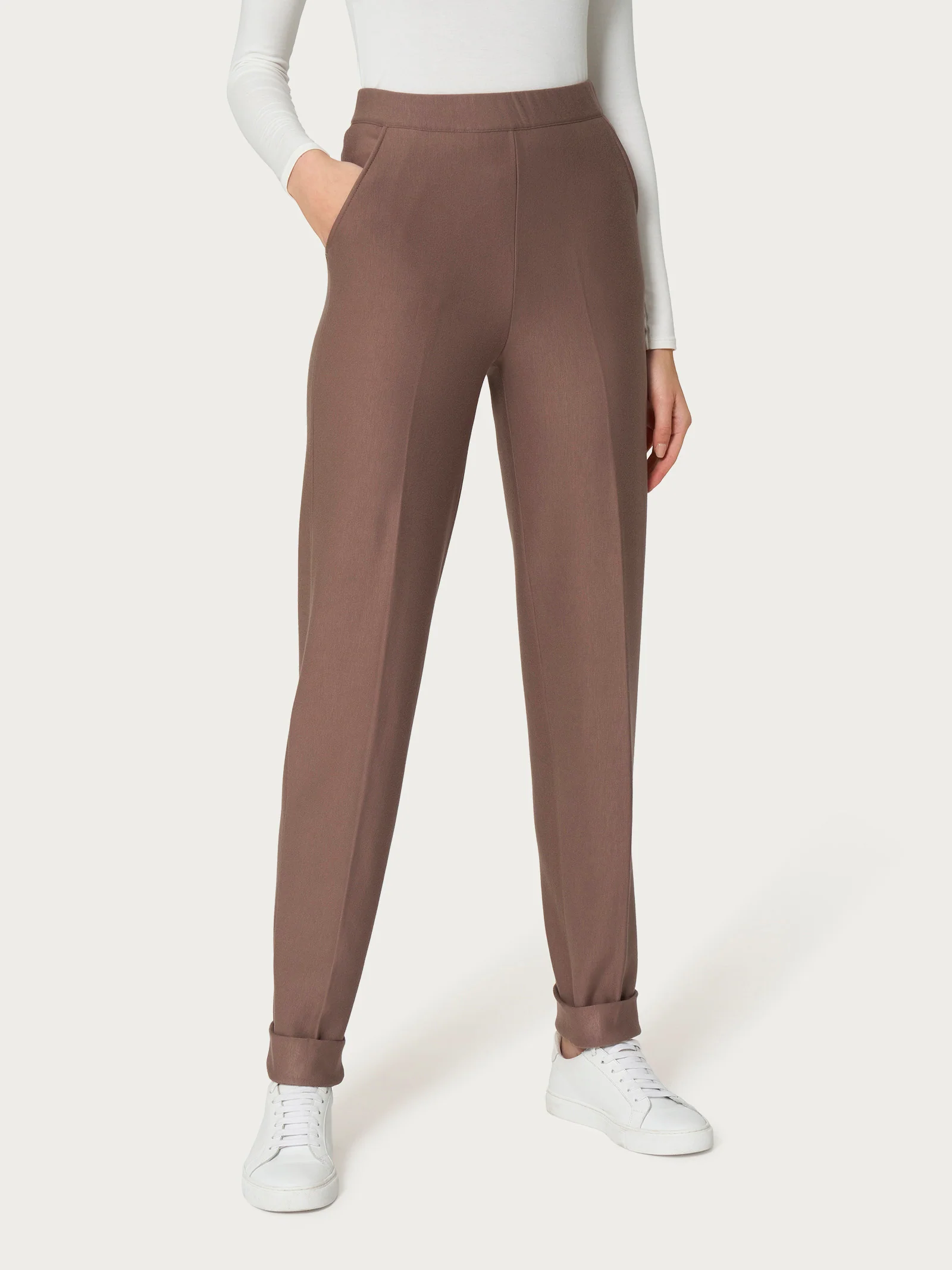 Pantalone chino con tasche in Eco Techno Fleece - Pine Bark