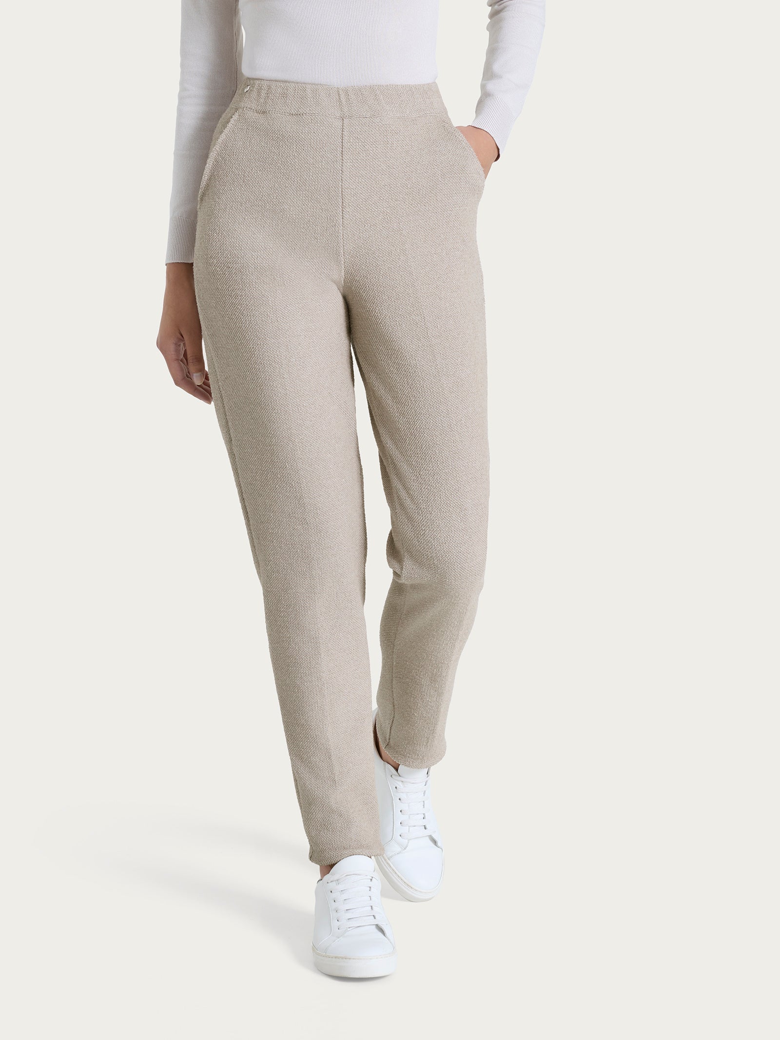 Pantalone chino slim con tasche in Japanese Fleece - String Mel.
