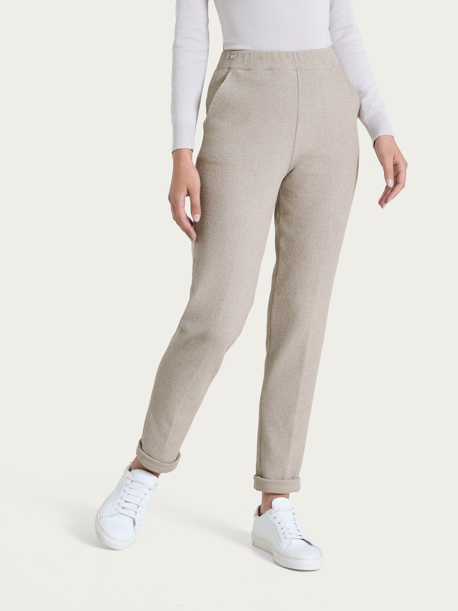 Pantalone chino slim con tasche in Japanese Fleece - String Mel. - Image 2