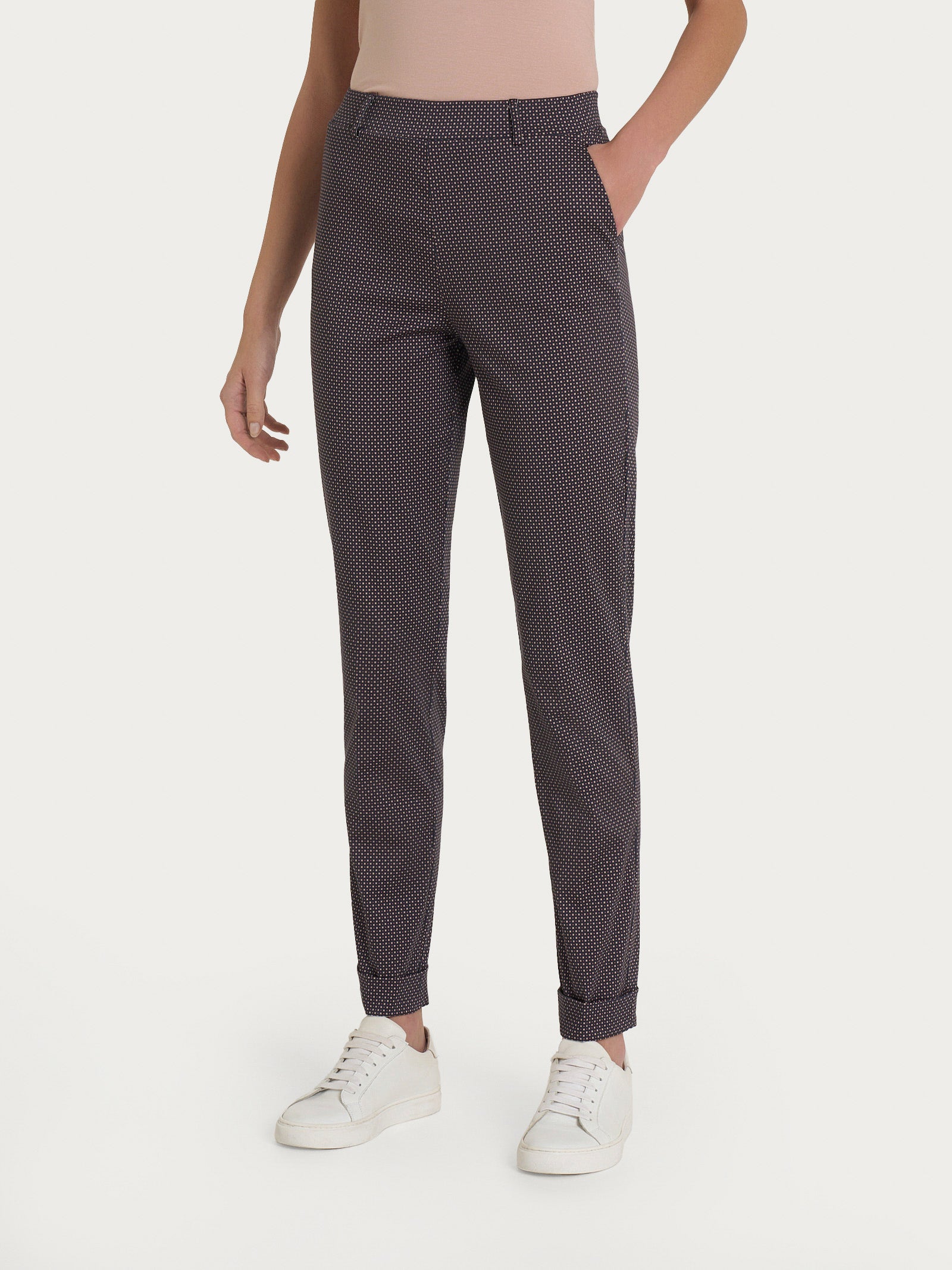 Pantalone chino slim con tasche in Satin Power - Fant. Warm Taupe