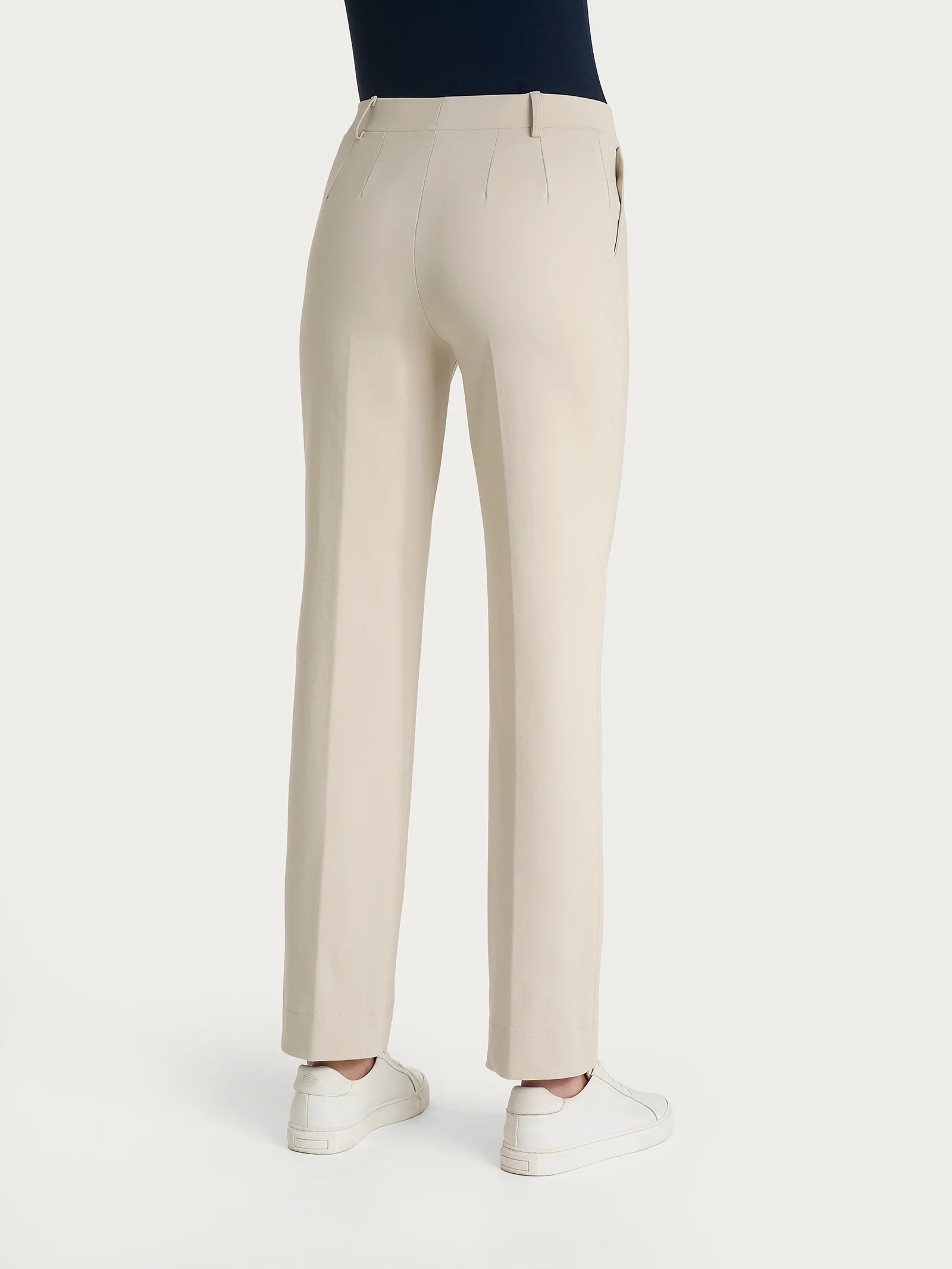 Pantalone dritto con tasche in Compact Light - Champignon - Image 2