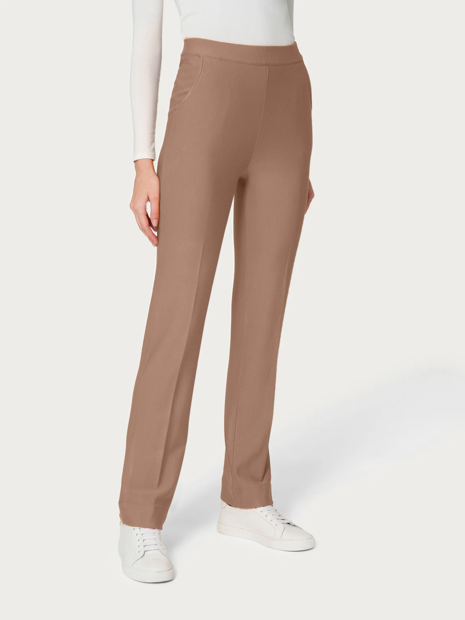 Pantalone dritto con tasche in Eco Techno Fleece - Pine Bark