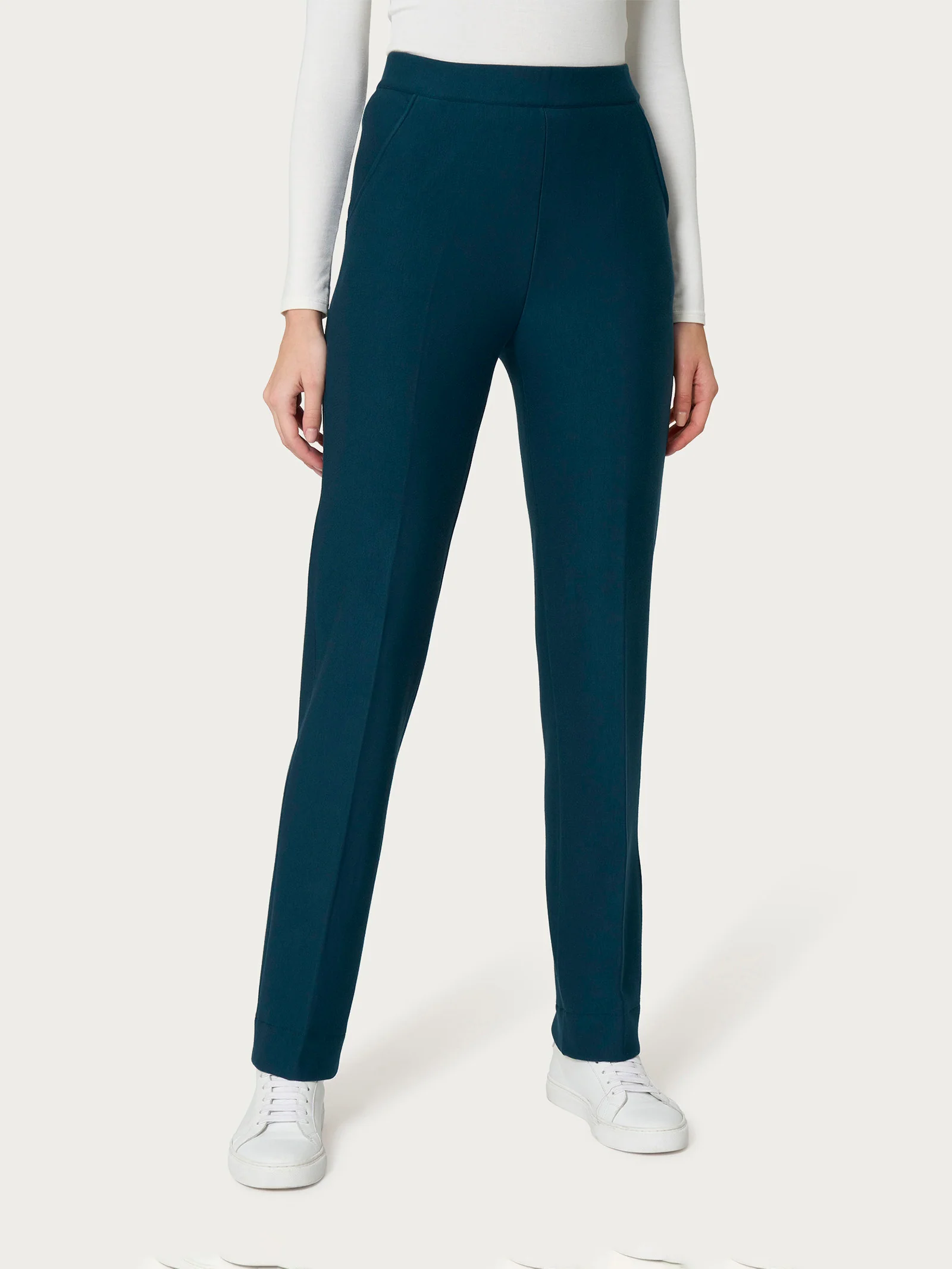 Pantalone dritto con tasche in Eco Techno Fleece - Reflecting Pond