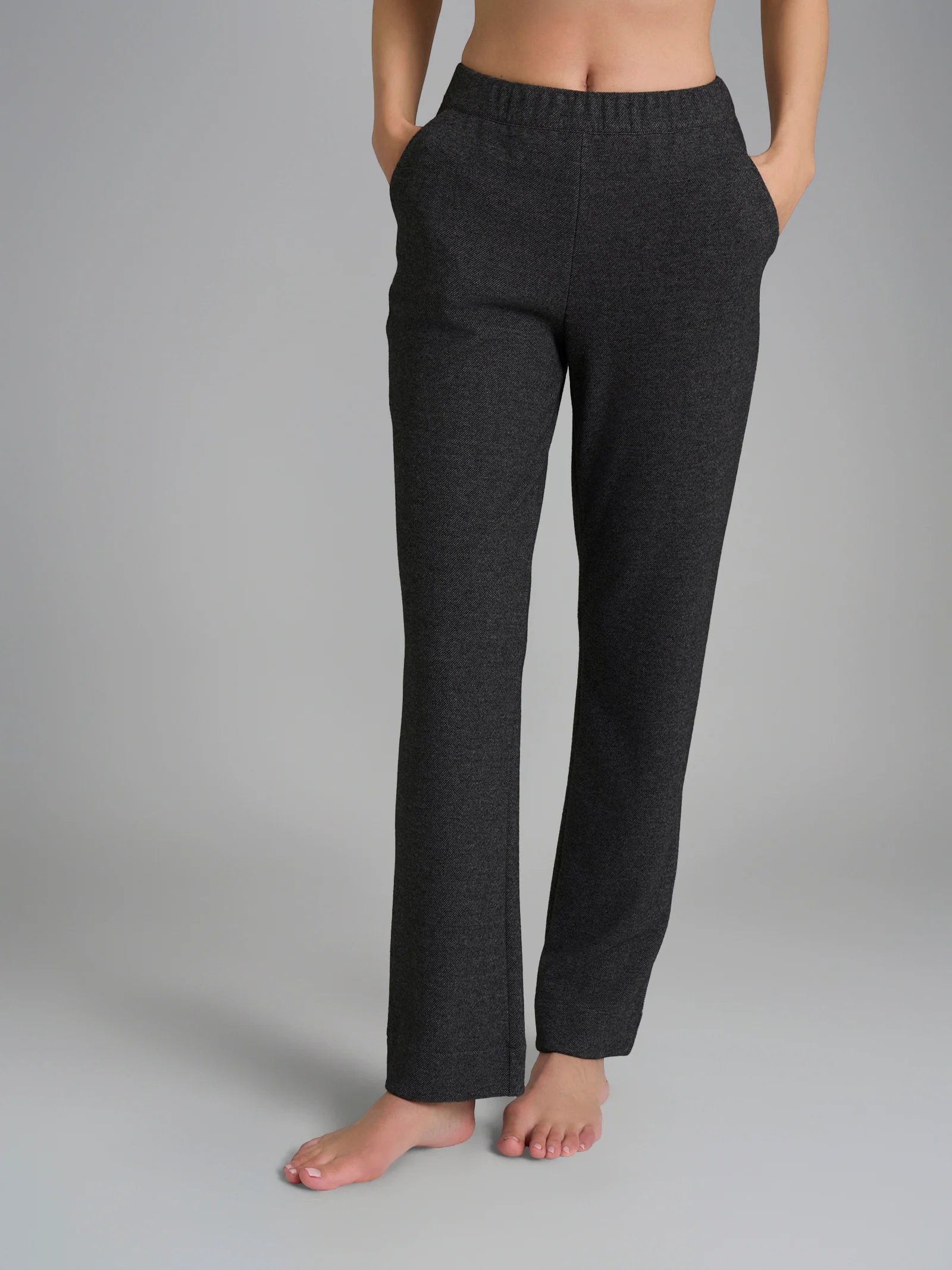 Pantalone dritto con tasche in Flannel Compact - Oscuro Mel.