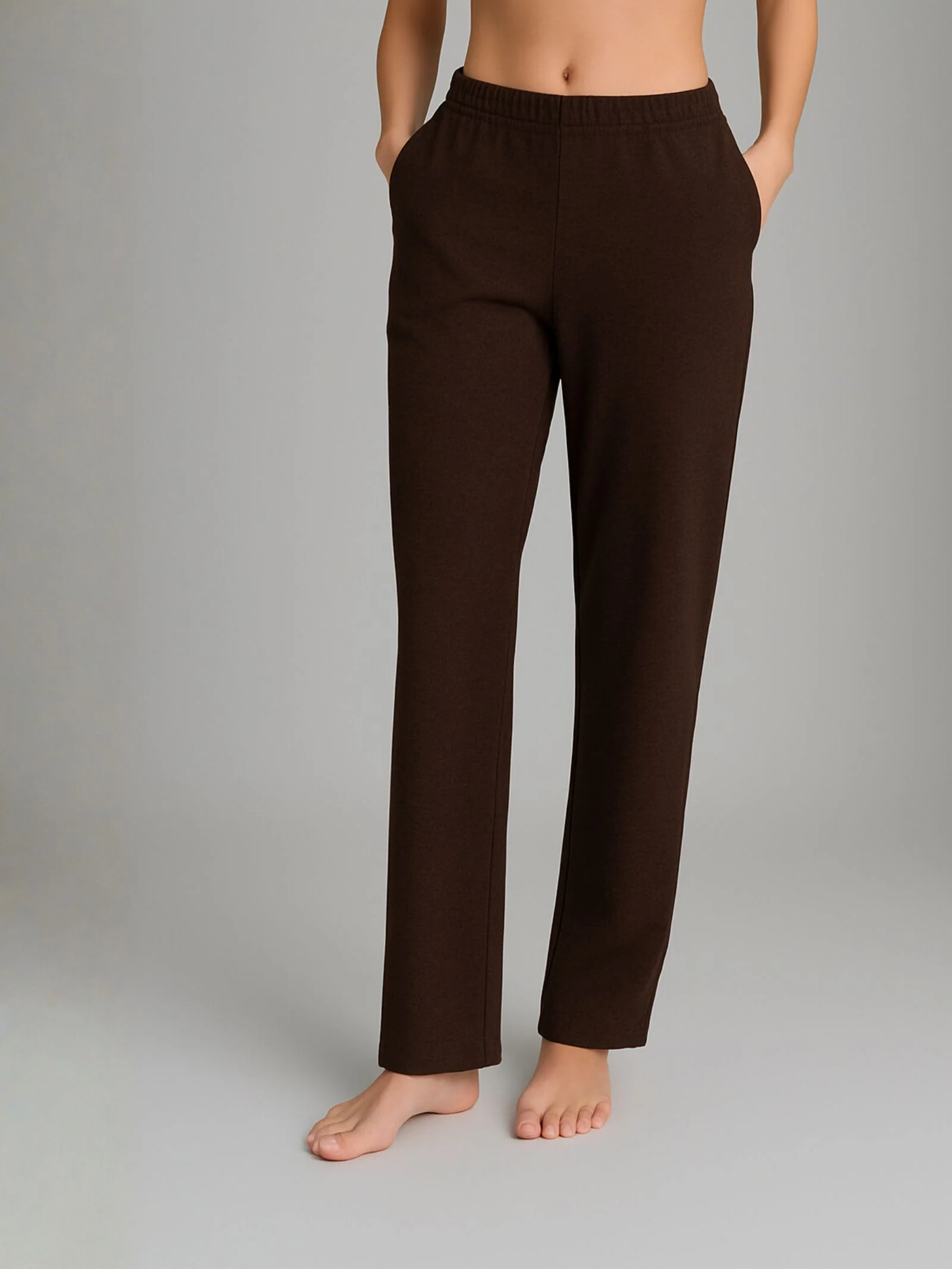 Pantalone dritto con tasche in Flannel Compact - Chocolate Torte