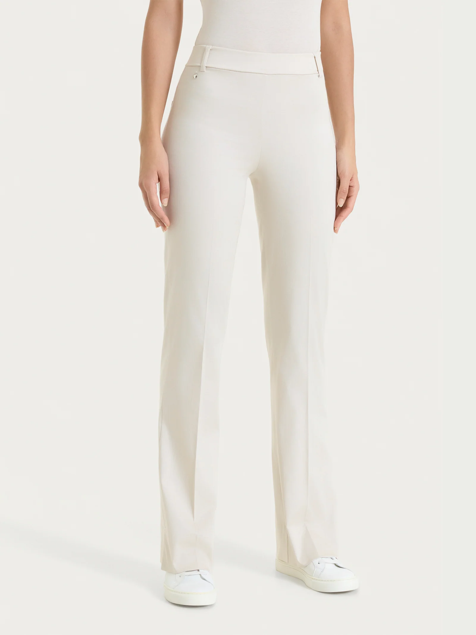 Pantalone flare con spacchetti in Satin Power - Champignon