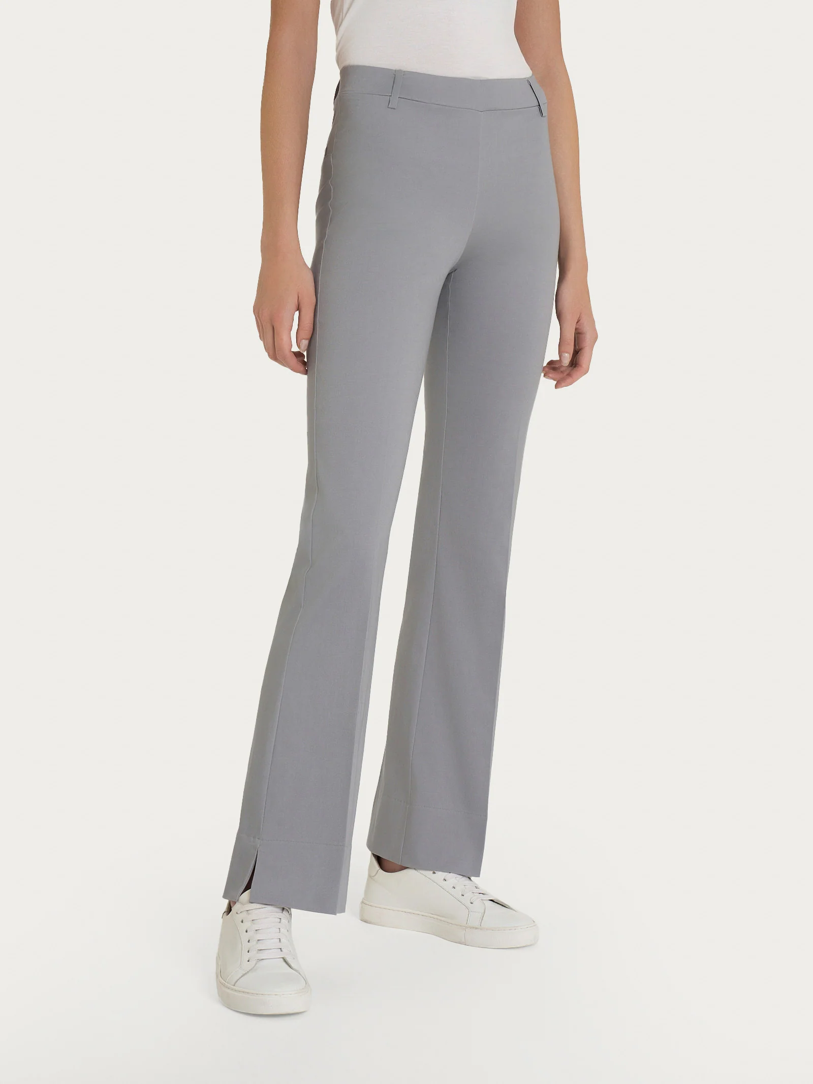 Pantalone flare con spacchetti in Satin Power - Ultimate Gray