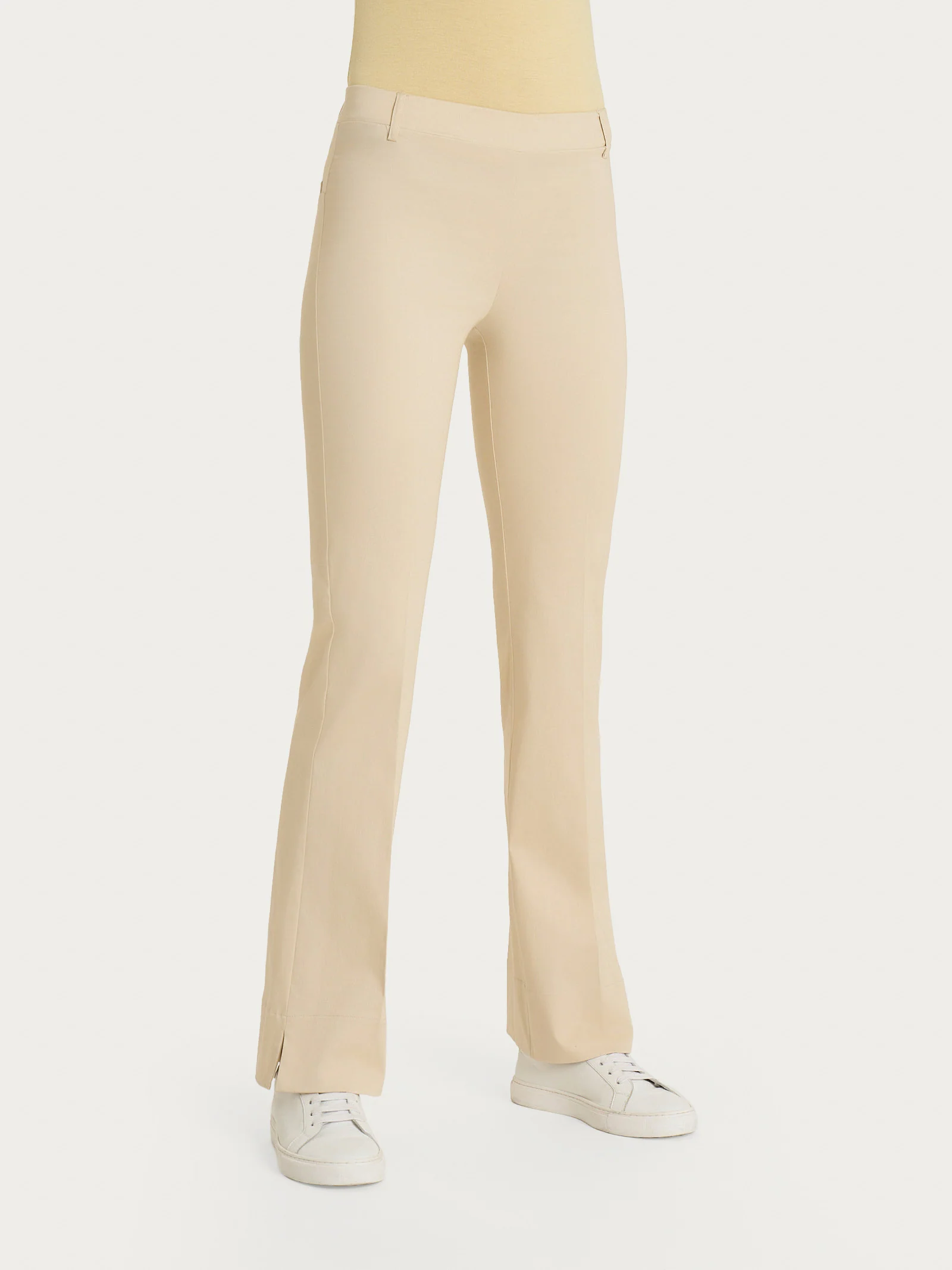 Pantalone flare con spacchetti in Satin Power - Wood Ash