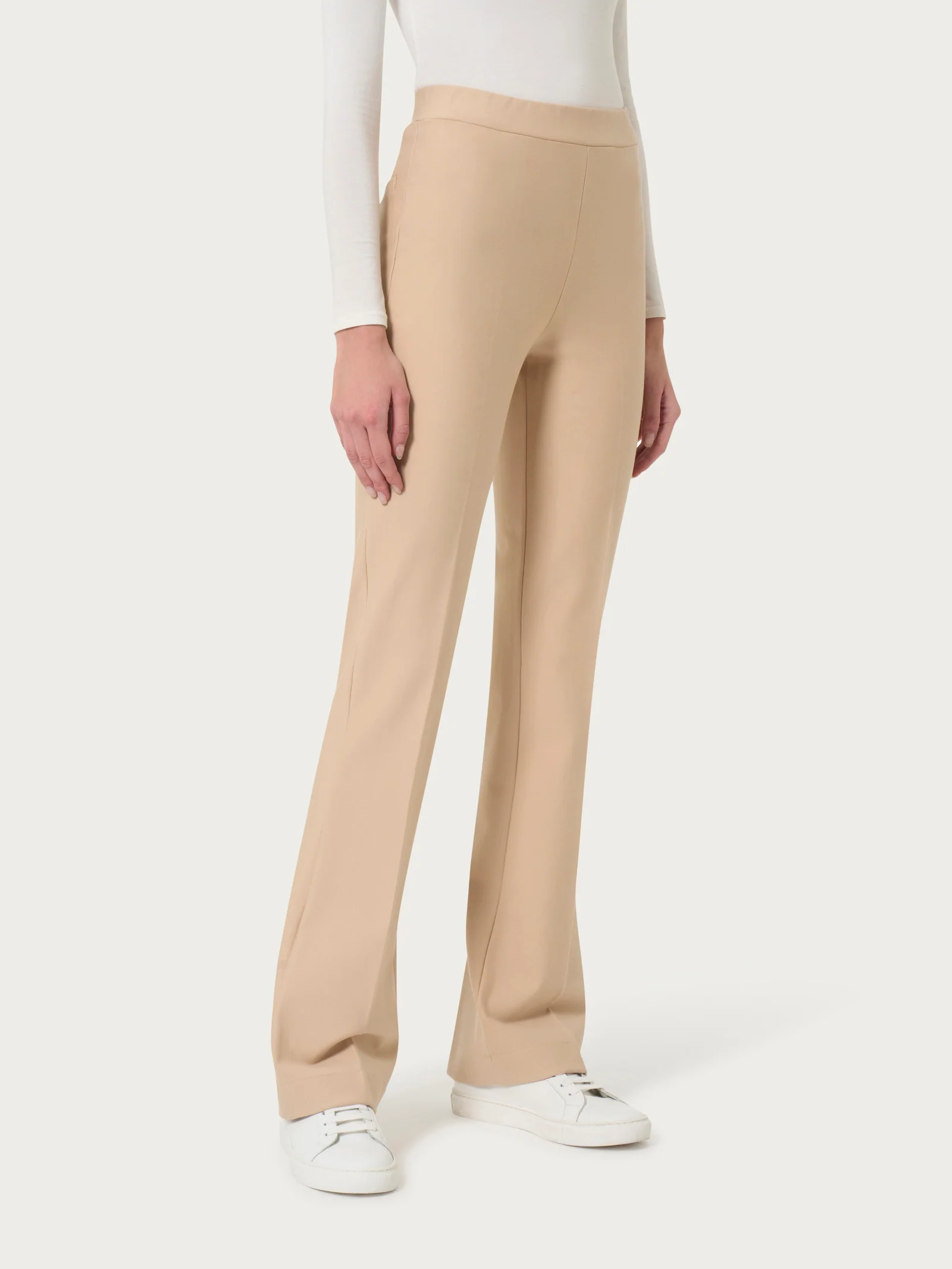 Pantalone flare in tessuto Compact - Irish Cream