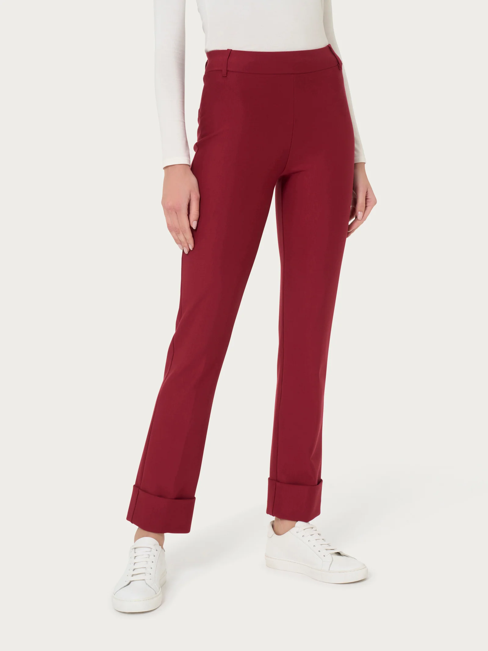 Pantalone slim dritto in Compact - Tibetan Red