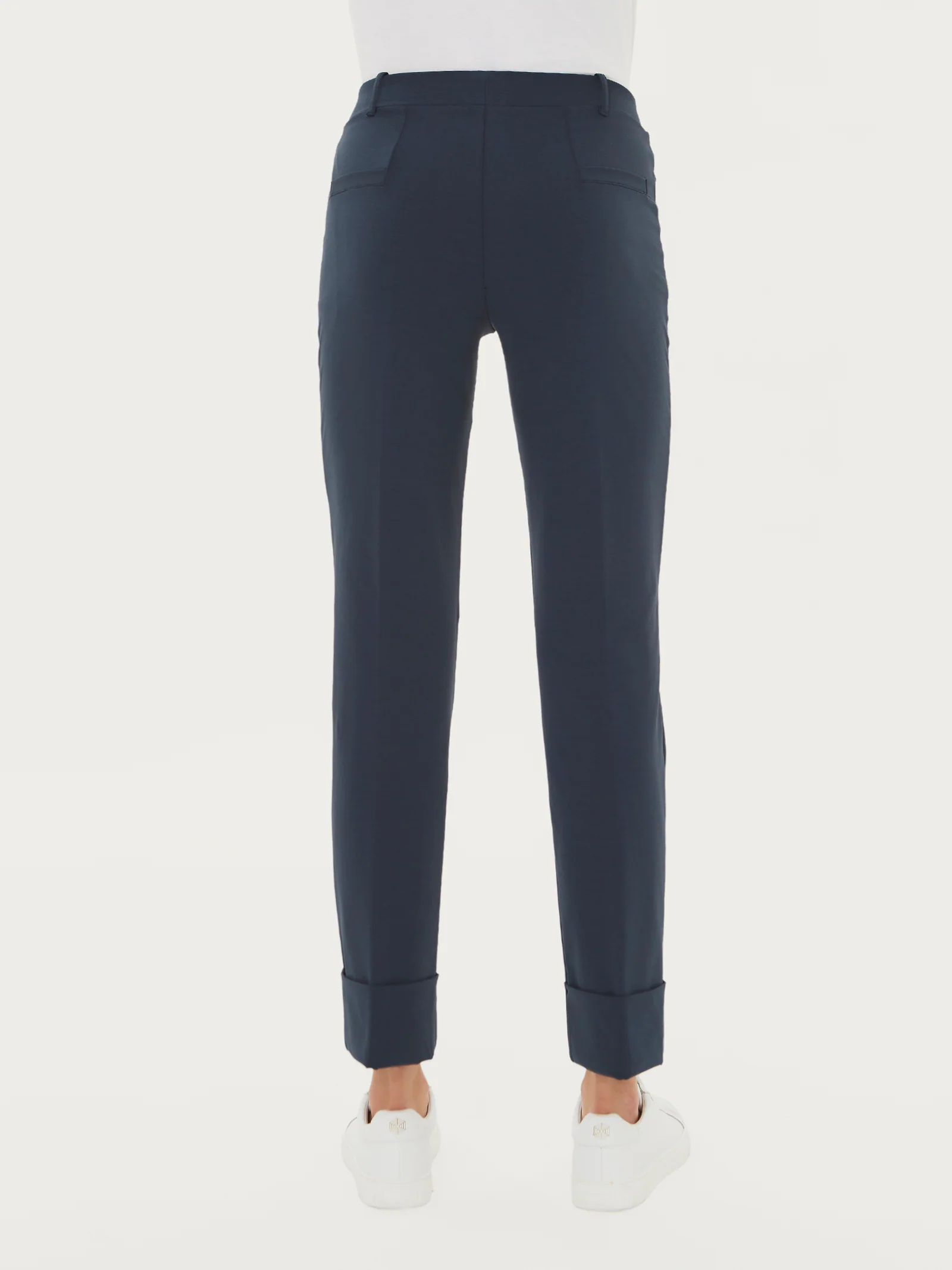 Pantalone slim dritto in Compact Light - Bleu - Image 2