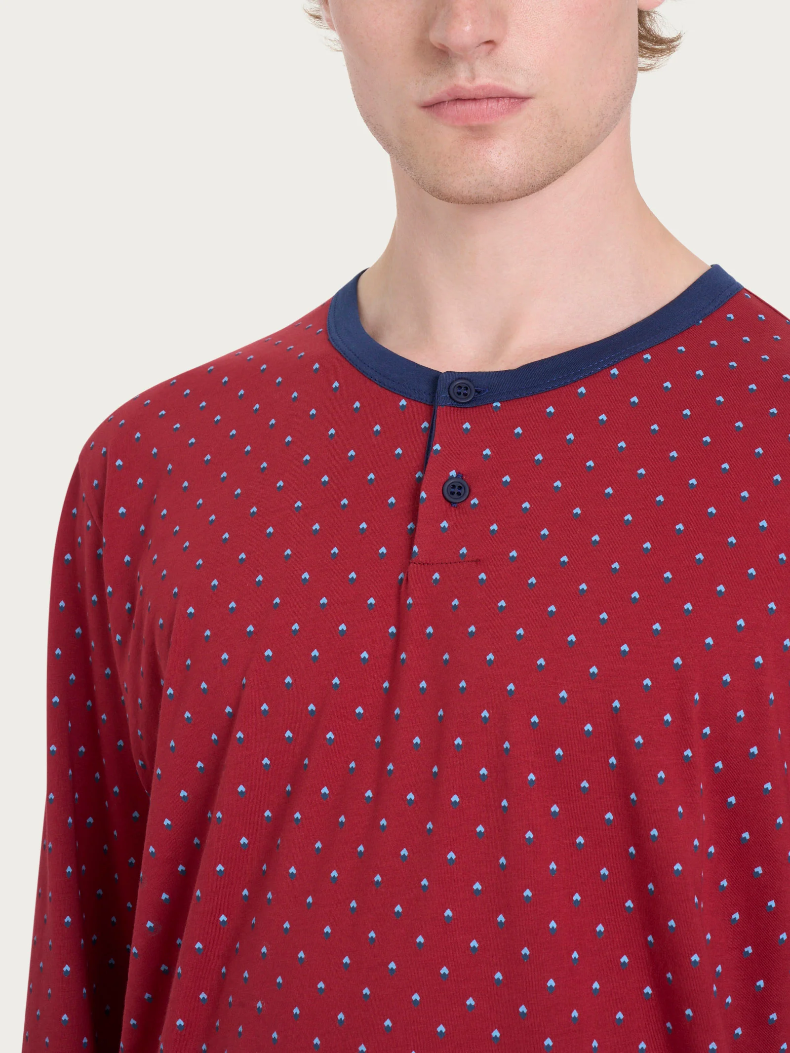 Pigiama a serafino con stile geometrico in Jersey di Cotone 58-60 - Fant. Biking Red - Image 3