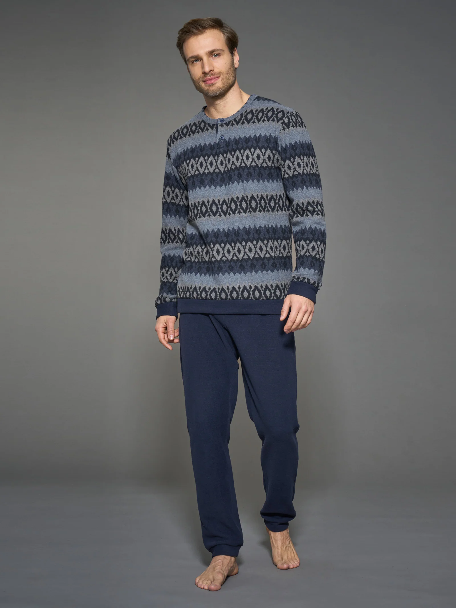 Pigiama a serafino in Cotton Eco Pile - Fant.Fucile Mel.