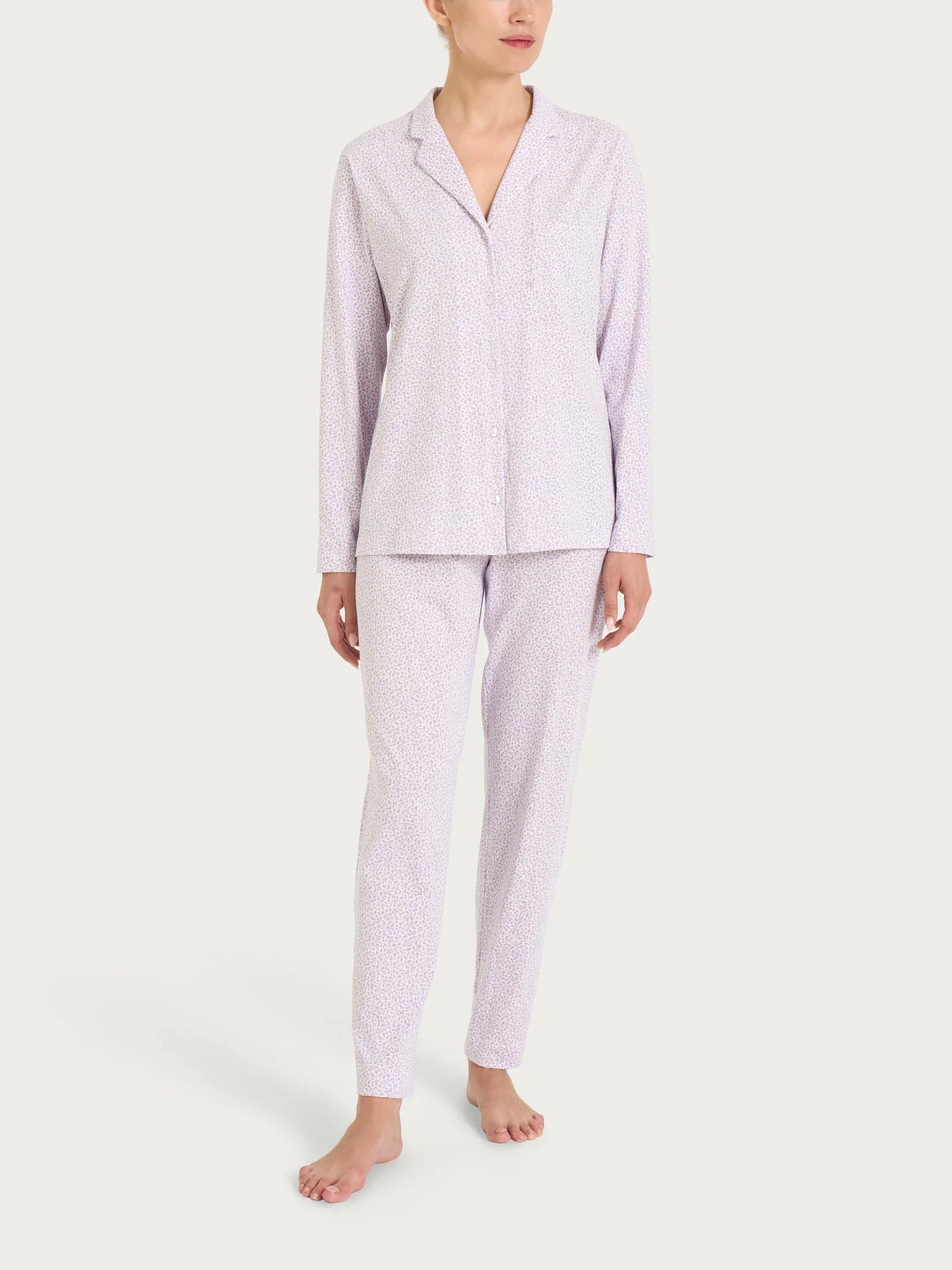 Pigiama aperto con fantasia micro animalier in Jersey di cotone - Fant. Orchid Tint