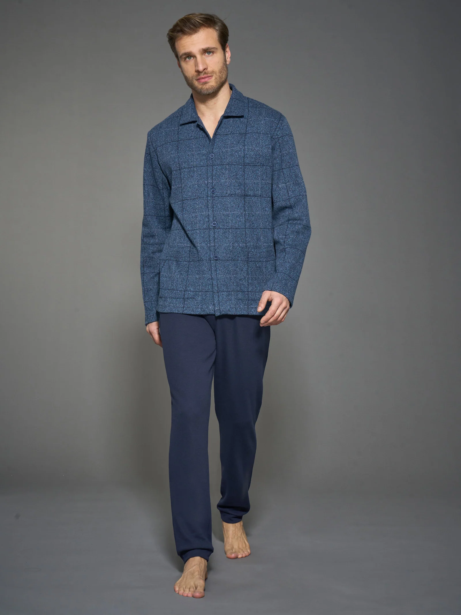 Pigiama aperto in Cotton Eco Pile - Fant.Denim