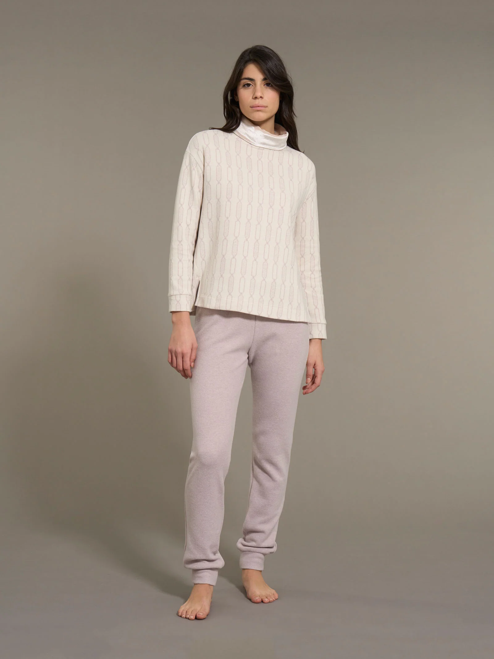 Pigiama con collo alto a vulcano in Cotton Eco Pile - Fant.Mirtillo
