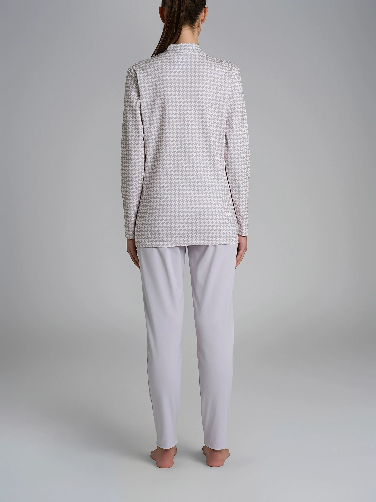 Pigiama con scollo a V in Interlock di cotone  - Fant. Lavender Blue Crocette - Image 2