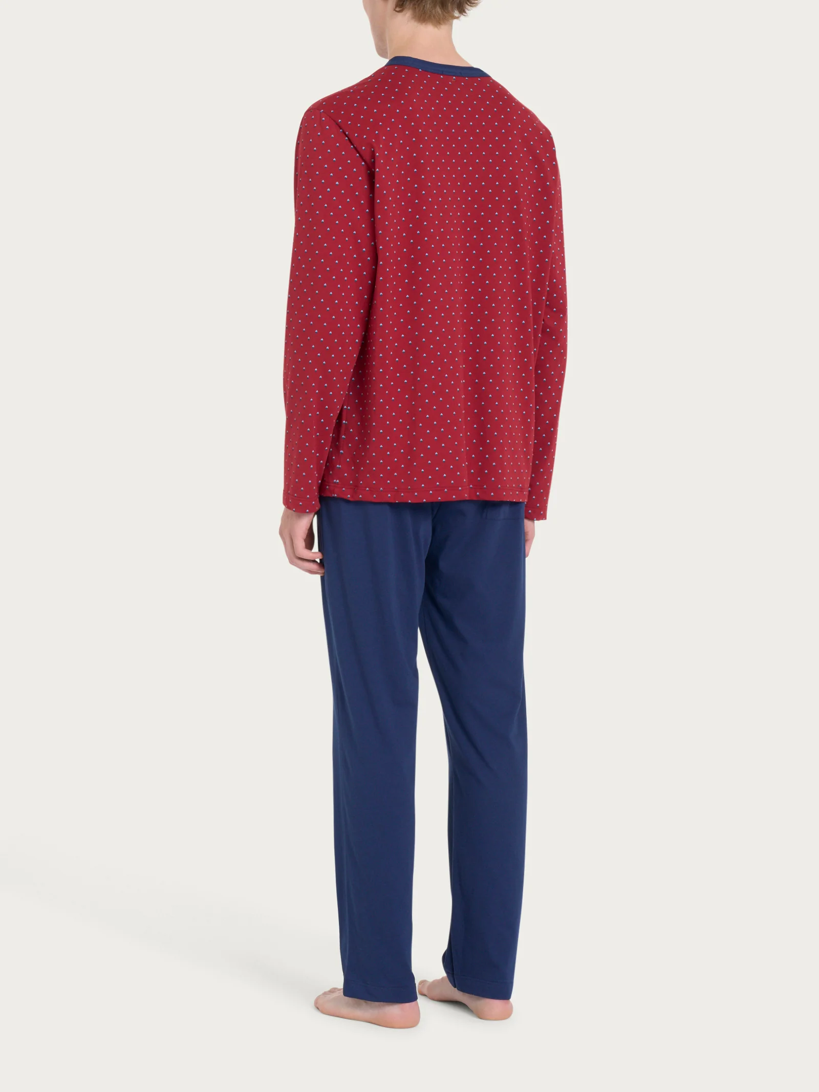 Pigiama lungo aperto con stile geometrico in Jersey di Cotone 58-60 - Fant. Biking Red - Image 2